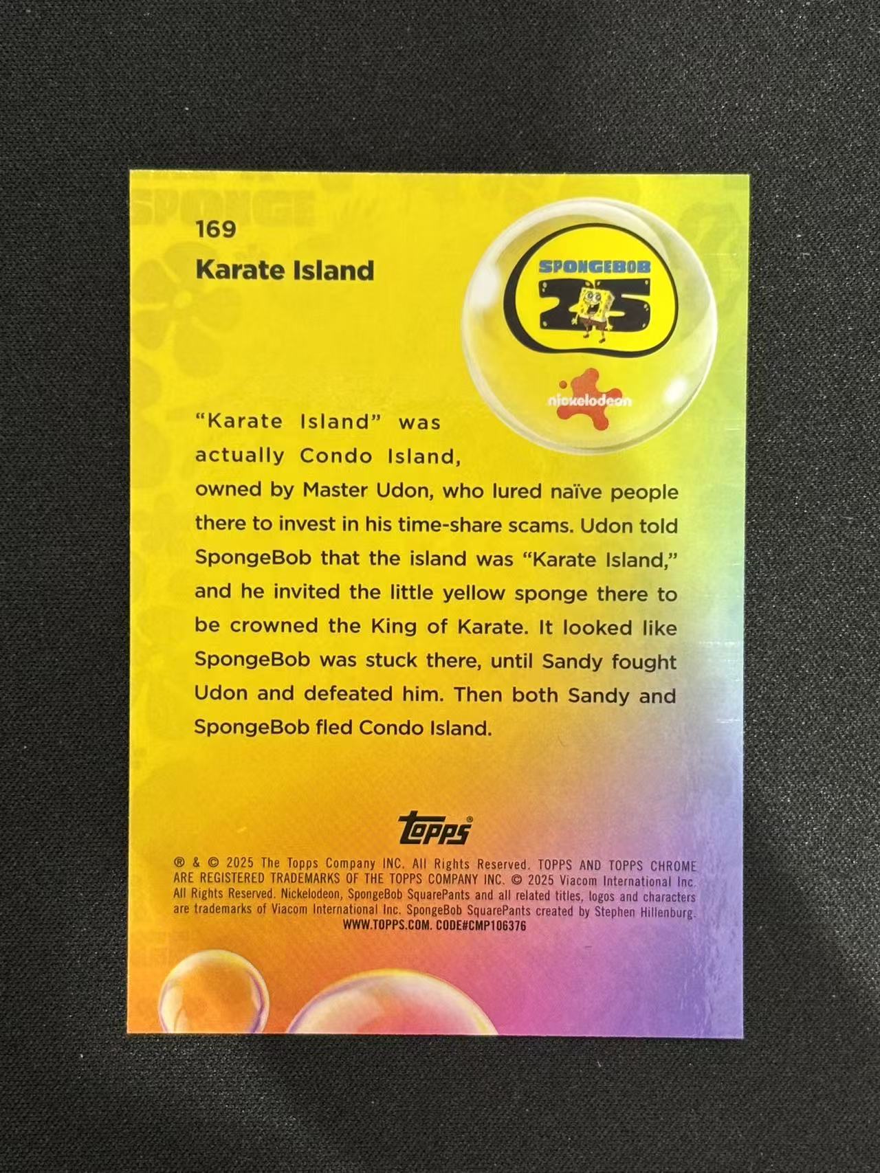 2025 Topps SpongeBob SquarePants Karate Island Chrome 海绵宝宝25周年 空手道岛 泡泡折 /99编 - sj