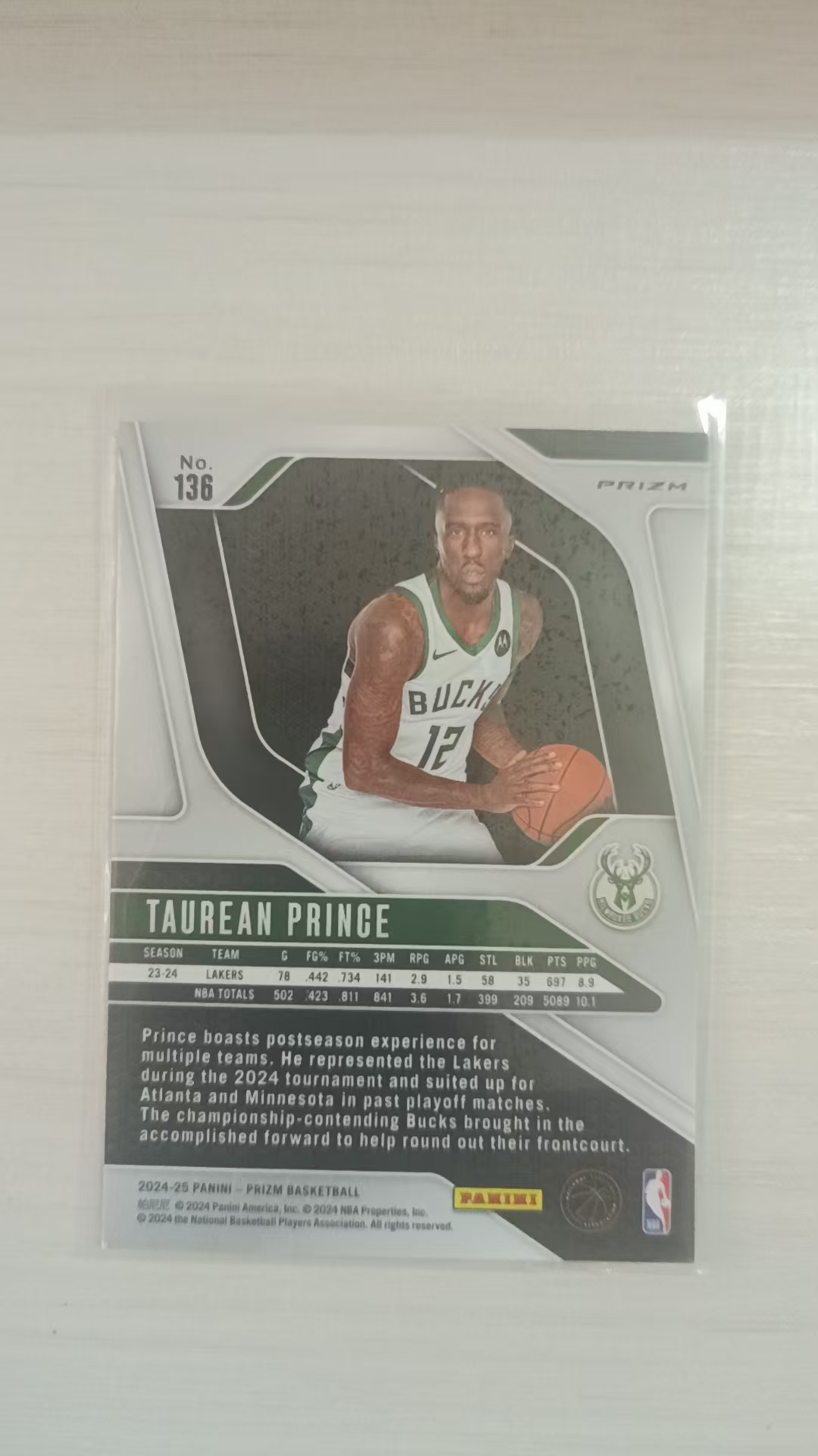 2024-25 Panini Prizm Taurean Prince #136 雄鹿 普林斯 陶林 PZ 折射 托里恩