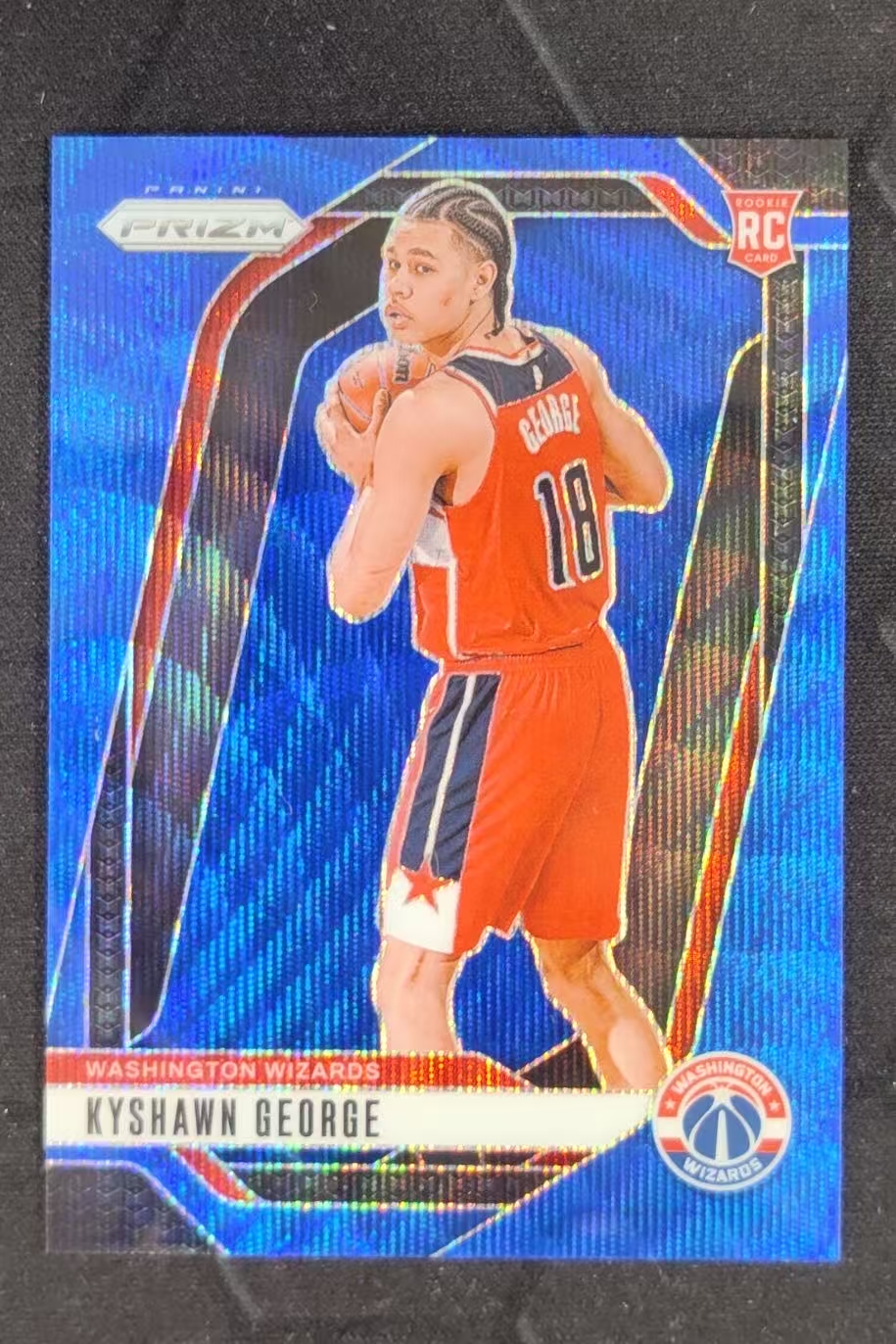 2024-25 Panini Prizm Kyshawn George RC 【阿福代卖】凯肖恩 乔治 奇才 新秀 125编 蓝波纹折 收藏必备(京黑)