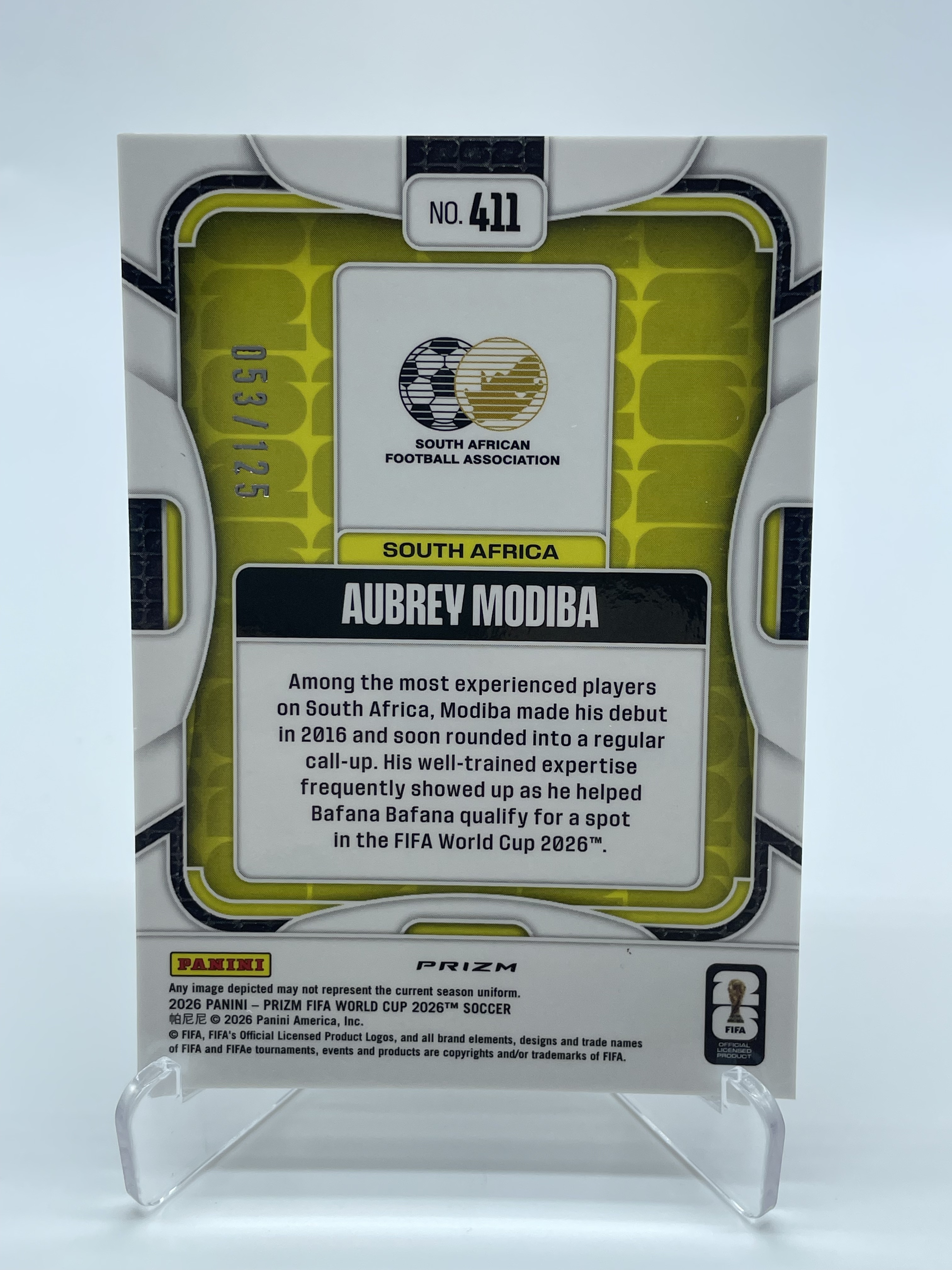 2026 FIFA World Cup Prizm Aubrey Modiba 【Simple】世界杯pz 奥布里 莫迪巴 南非 125编 橙波纹折 橙折 折射 卡品如图 专收必备