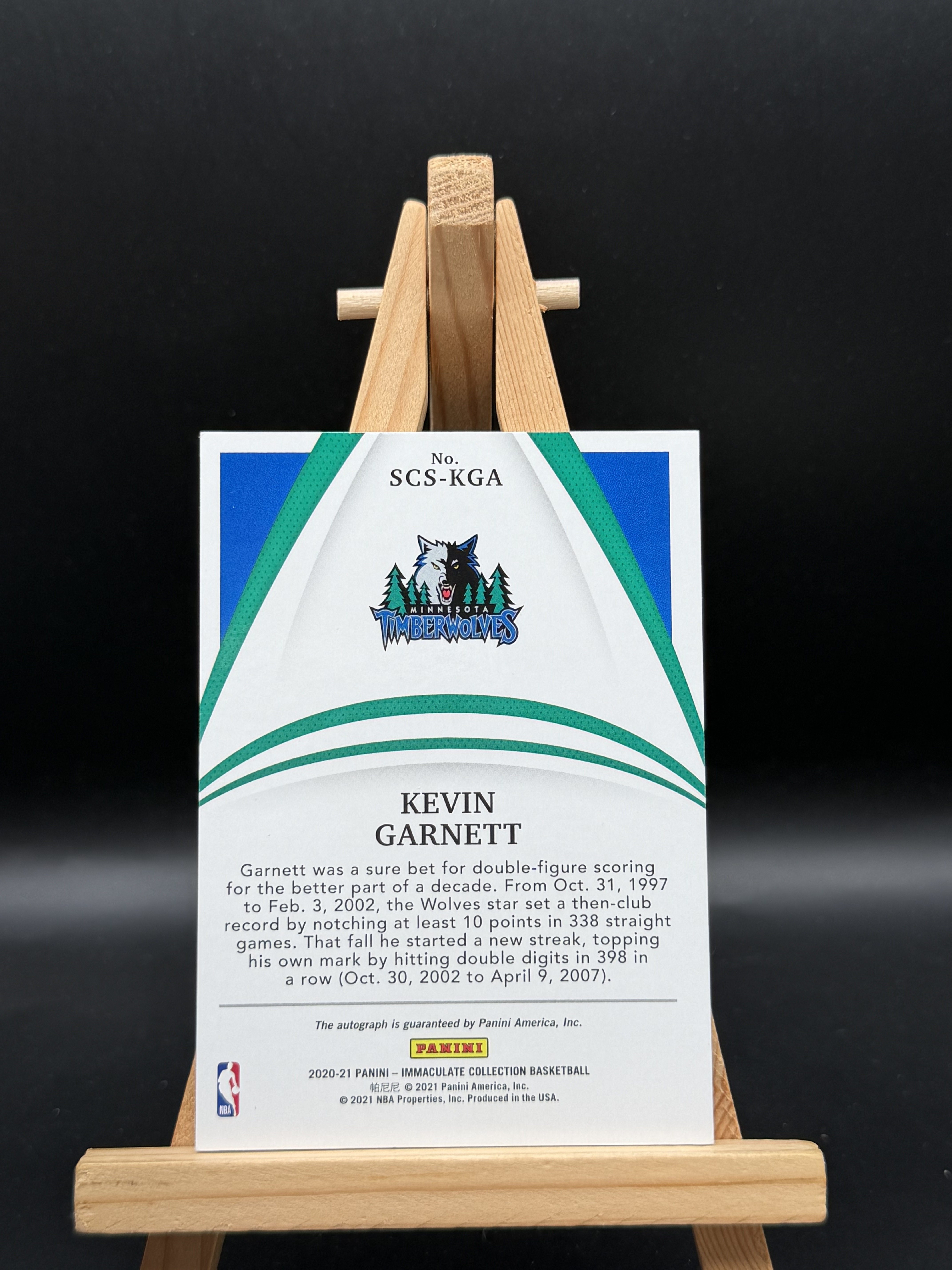 2020-21 Panini Immaculate Kevin Garnett 凯文 加内特 森林狼 IMM scorers club 得分俱乐部 10编 金折 卡签 签字 #杰少