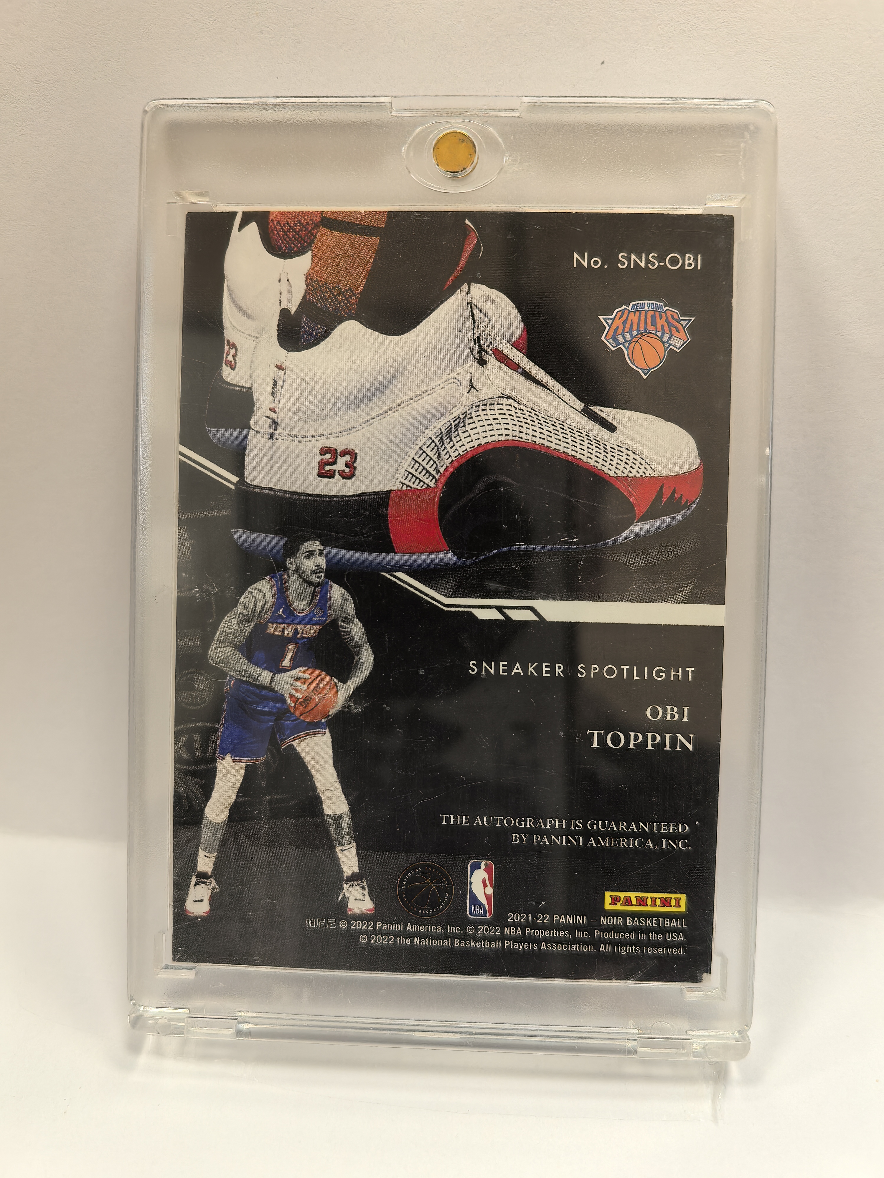 2021-22 Panini Noir Obi Toppin 诺尔 尼克斯 托平 99/99编 尾编 鞋灯签 聚光灯 卡签 签字 卡品如图