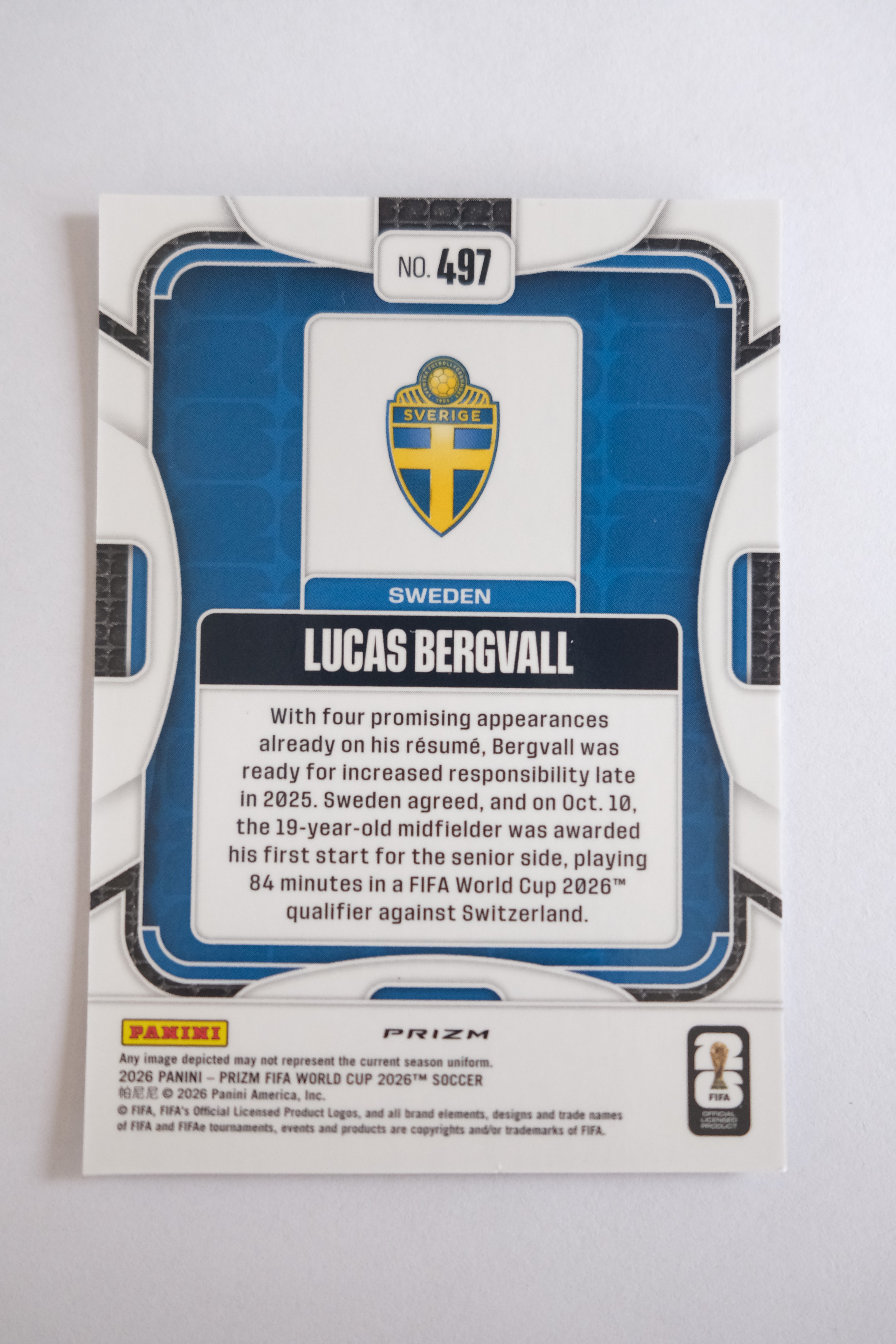 2026 Panini Prizm World Cup Lucas Bergvall 2025-26 帕尼尼 FIFA 世界杯 PZ 瑞典 卢卡斯 贝格瓦尔 圈圈折射 收藏凑套 卡品如图 WH107