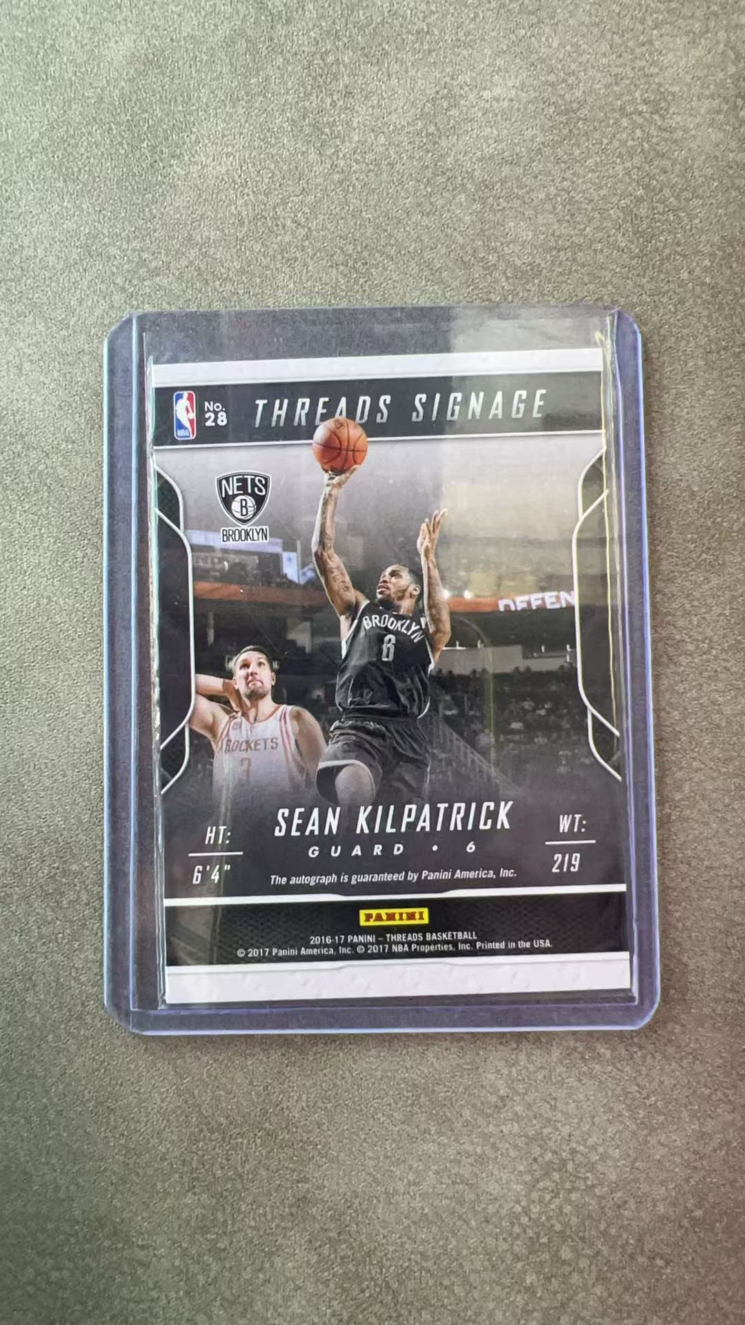 1284【330球星卡实体店代卖】2016-17 帕尼尼 THREADS SEAN KILPATRICK 基尔帕特里克 篮网队 46/99编 签字 AUTO 仅顺丰寄付 (EMINEM)