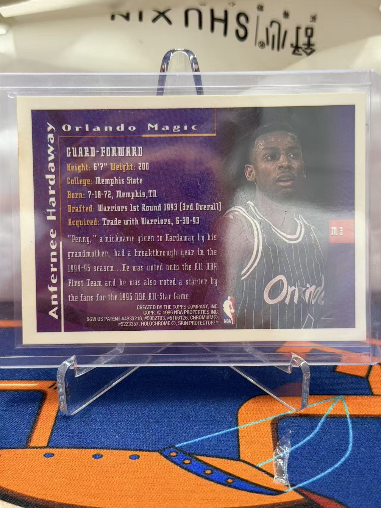 1996 Topps Finest Anfernee Hardaway 安芬尼 哈达威/便士 奥兰多魔术 Mystery Finest特卡 #M3 卡固官方代卖 Gordon
