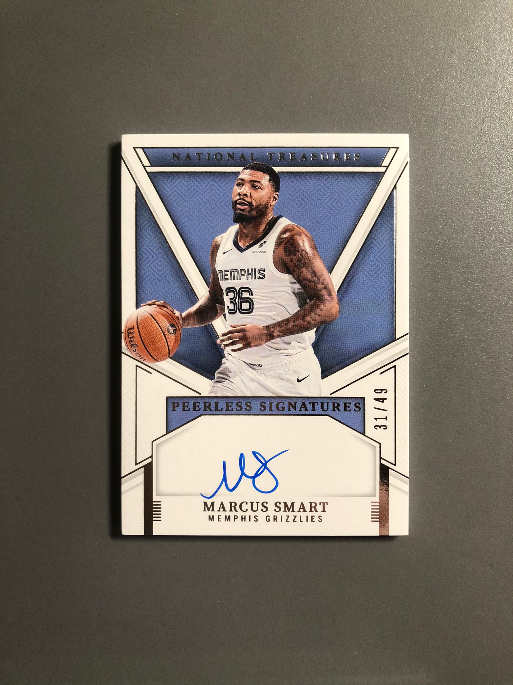 2024-25 Panini National Treasures Marcus Smart 马库斯·斯玛特 灰熊 签字 卡签 Peerless 49编 实卡好看 卡品如图 DF031【诚接代卖】