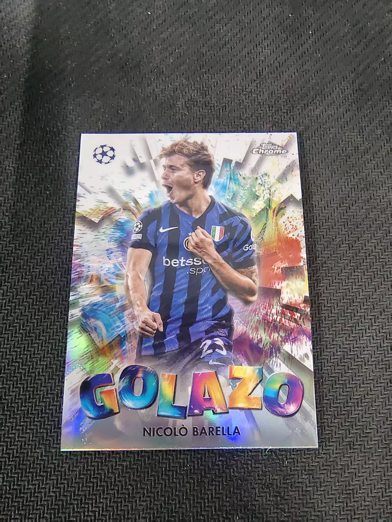 【可合并,不累计】2025 Topps Chrome nicolo barella 尼科洛·巴雷拉 国际米兰 GOLAZO进球特卡 欧冠 银折 划痕 边角瑕疵 #9