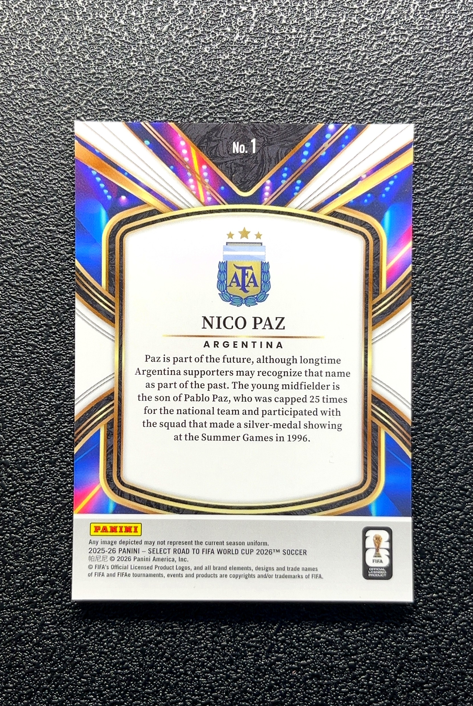 【小白1%代卖】2025-26 Panini Select FUTURE 未来 Nico Paz 尼科·帕兹 卡品如图 高价值 #1 ARGENTINA 阿根廷 0014#280