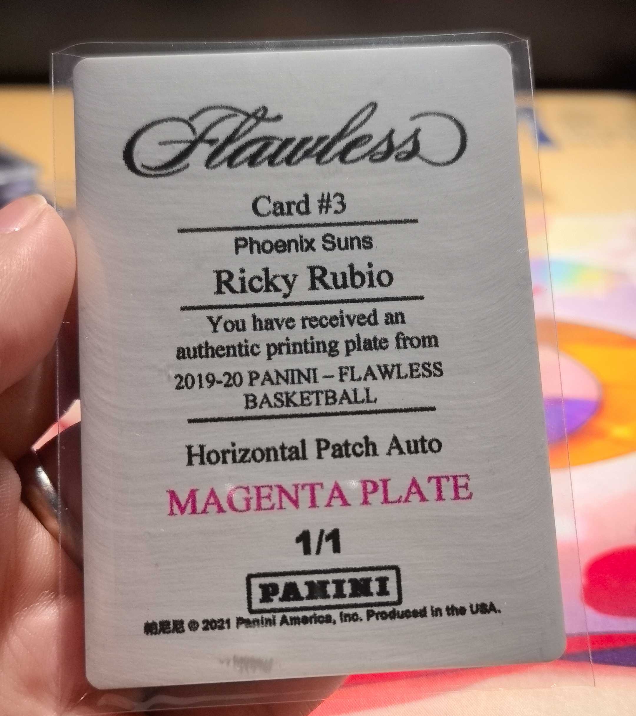 2021 Panini Flawless Ricky Rubio 手提 里基 卢比奥 1/1 模板 凑套必备
