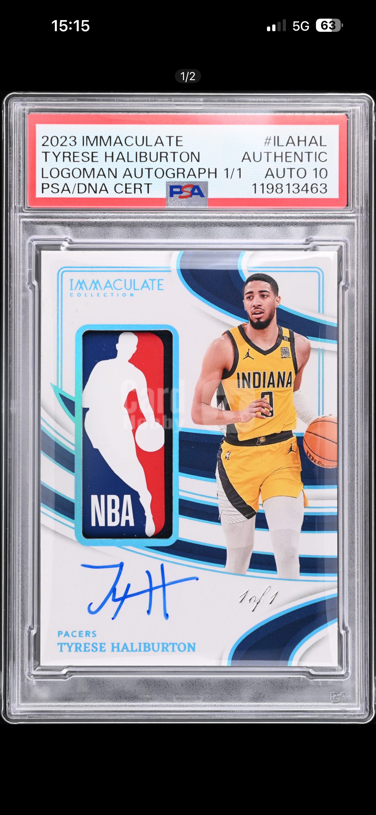 2023-24 Panini Immaculate Tyrese Haliburton 哈利伯顿1/1落场logoman 