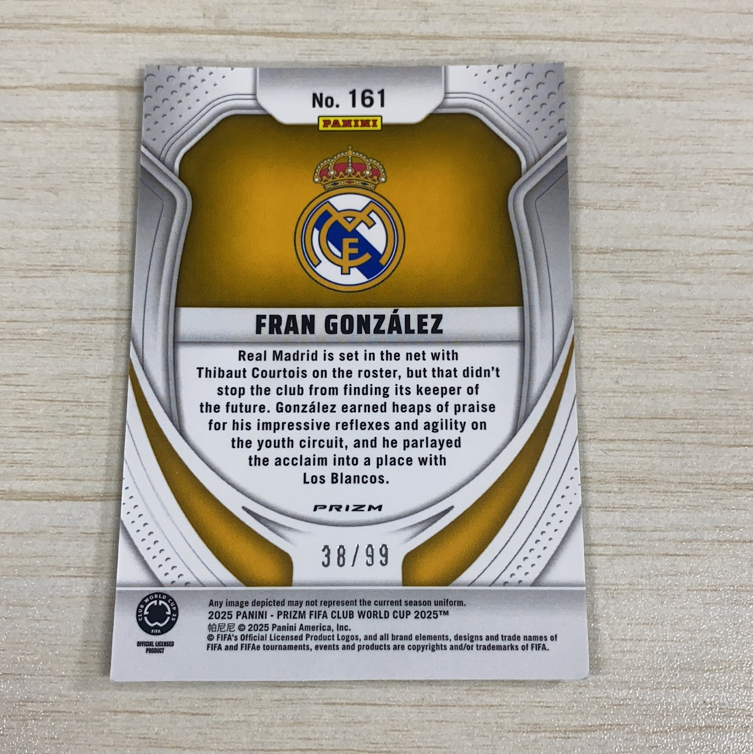 【小牛代拍】2025 Panini Prizm FIFA Club World Cup Bryan Gonzalez RC 布莱恩 冈萨雷斯 新秀 墨西哥 帕丘卡 99编 青折 折射 元年 (一哥)