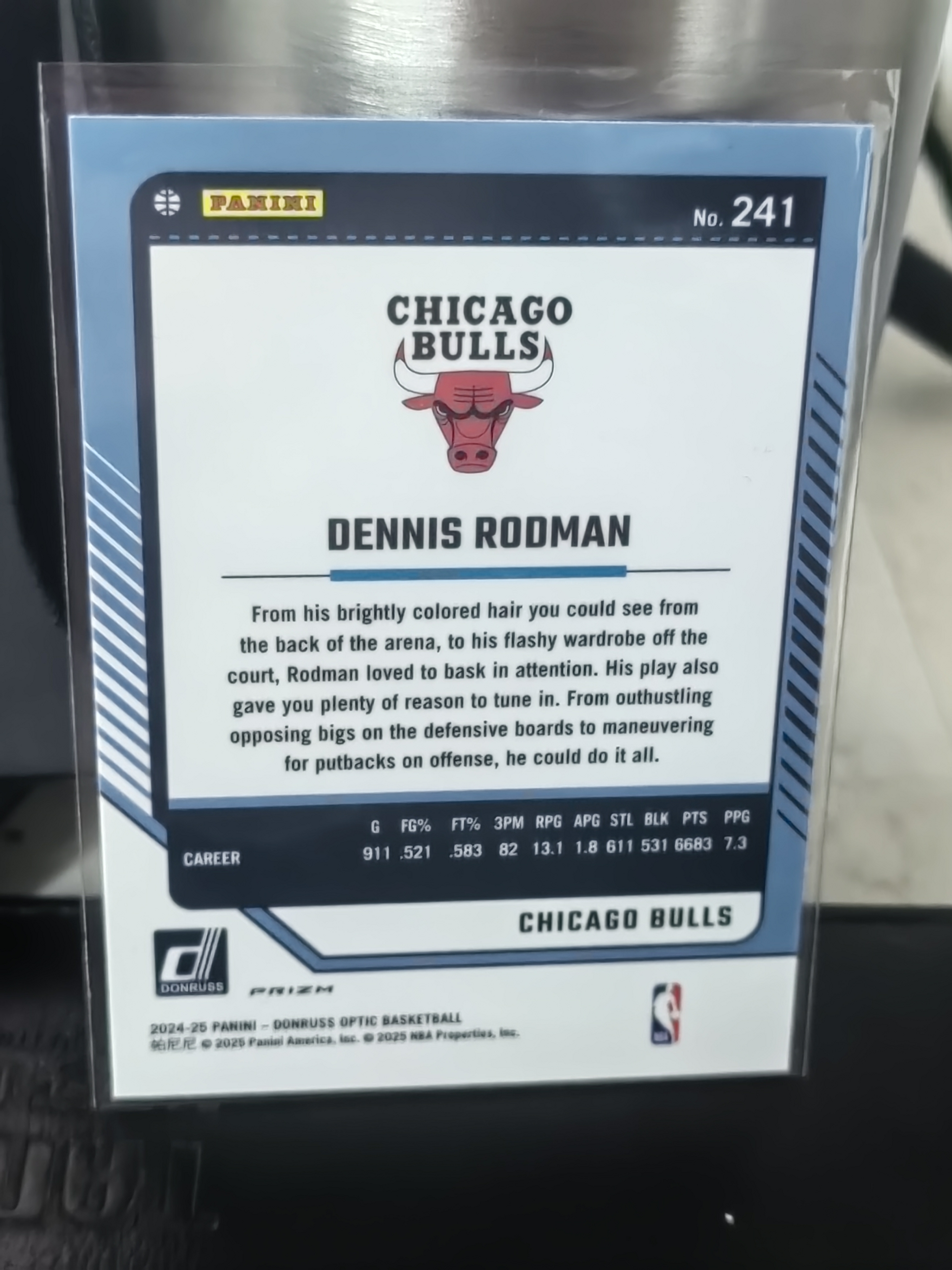 2024-25 Panini Donruss Optic Dennis Rodman 杜蕾斯OP 丹尼斯 罗德曼 公牛 大虫 紫折 篮 白边白角 不保卡品 卡品如图