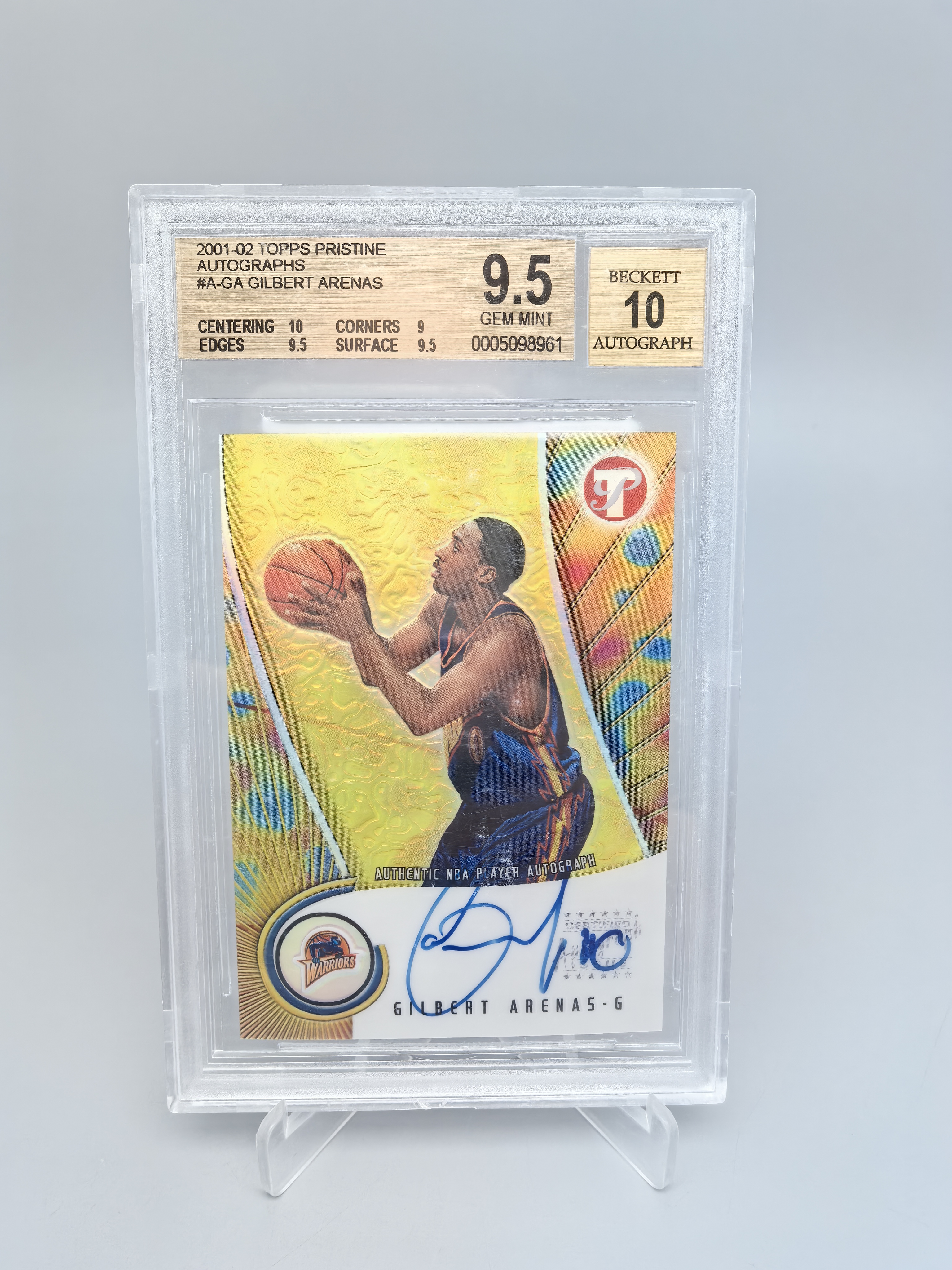 【拆吧代拍】2001-02 Topps Pristine Gilbert Arenas 华盛顿奇才 大将军 阿里纳斯 折射 签字 卡签 BGS金标9.5/10 专收必备 阿顺1205