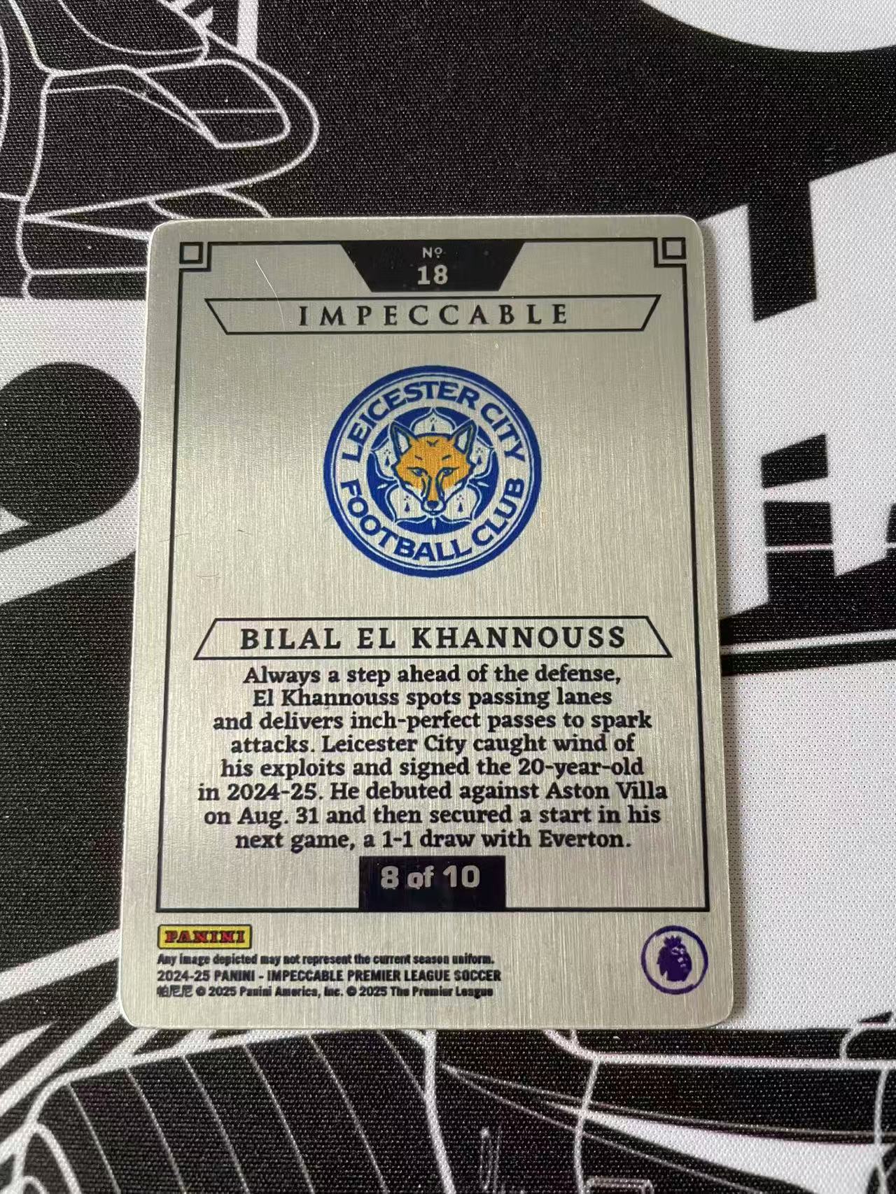 2024-25 Panini Impeccable Bilal El Khannouss 帕尼尼 英超 小真金 莱斯特城 RC 比拉尔 汉努斯 /10 金铁板 超低编 新秀 未来可期 卡品如图 投资