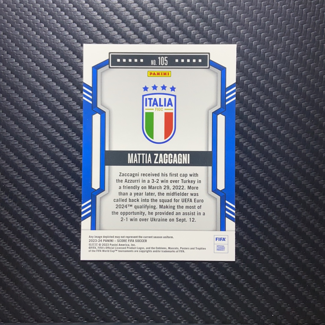 【小牛代拍】2023-24 Panini Score Mattia Zaccagni 马蒂亚 扎卡尼 意大利 FIFA 蓝佛光折 41/50编 卡品如图(archer)
