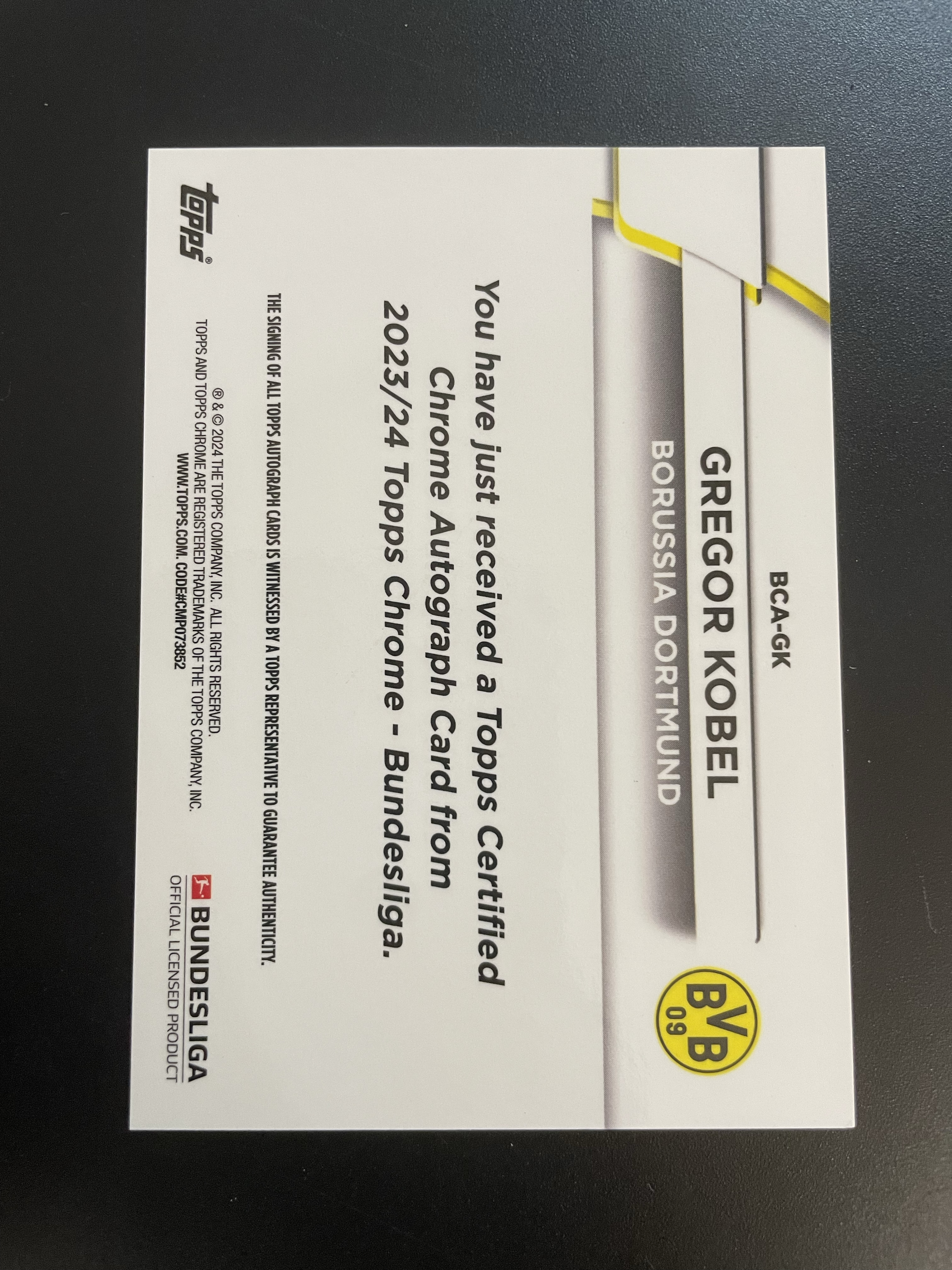 2024 Topps Chrome Gregor Kobel 【hellfire拍卖】topps 德甲chrome系列 多特蒙德 科贝尔 签字卡 zzz