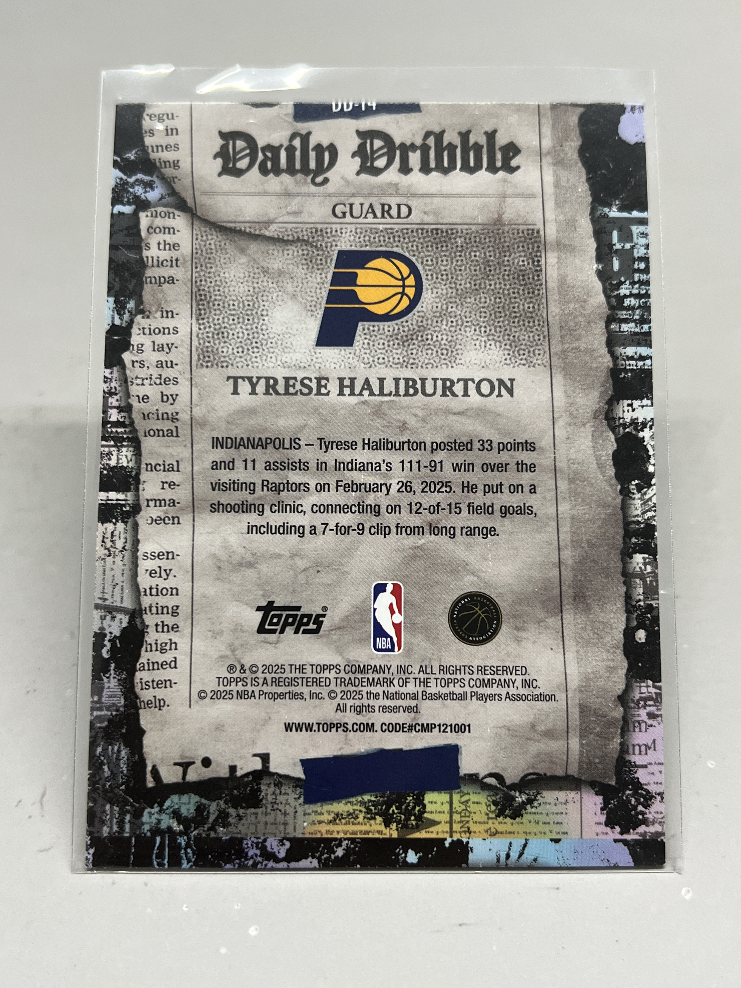 2025-26 Topps Flagship Tyrese Haliburton Daily Dribble【挂机拍卖】泰里斯·哈利伯顿 步行者 #14 日报特卡 折射 卡品如图
