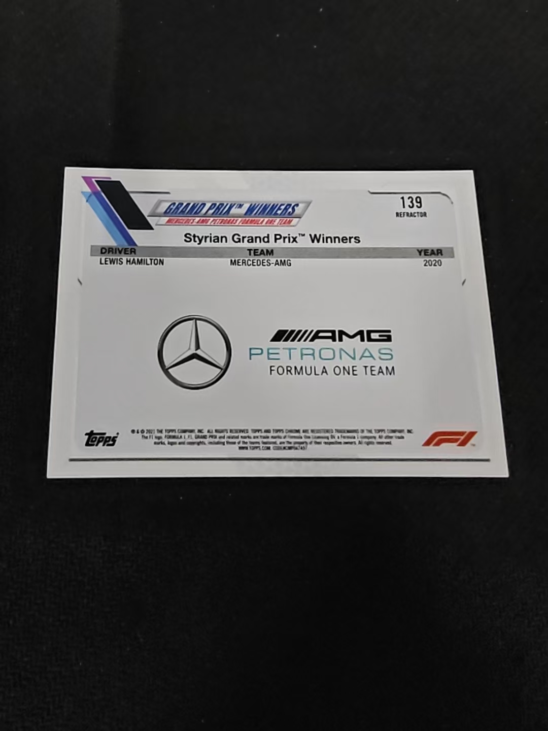 2021 Topps Chrome Lewis Hamilton F1 梅赛德斯奔驰车队 刘易斯 汉密尔顿 银折 划痕 边角瑕疵 #139