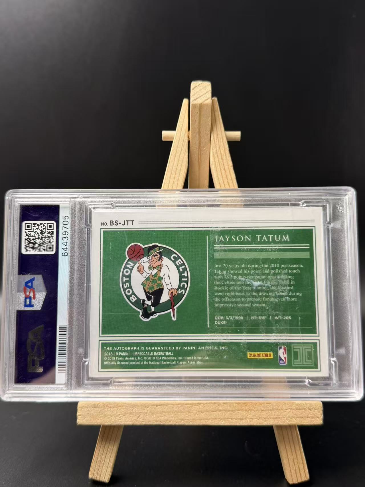 2018-19 Panini Impeccable Jayson Tatum 【YT拍卖】杰森 塔图姆 小真金 獭兔 凯尔特人 卡签 签字 PSA9 49/49尾编~闪电h