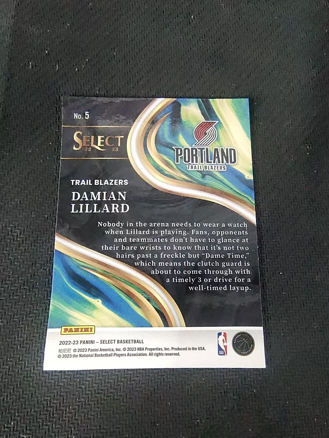 【可合并,不累计】2022-23 Panini Select Damian Lillard 开拓者 利拉德 特卡 划痕 边角微瑕 #5