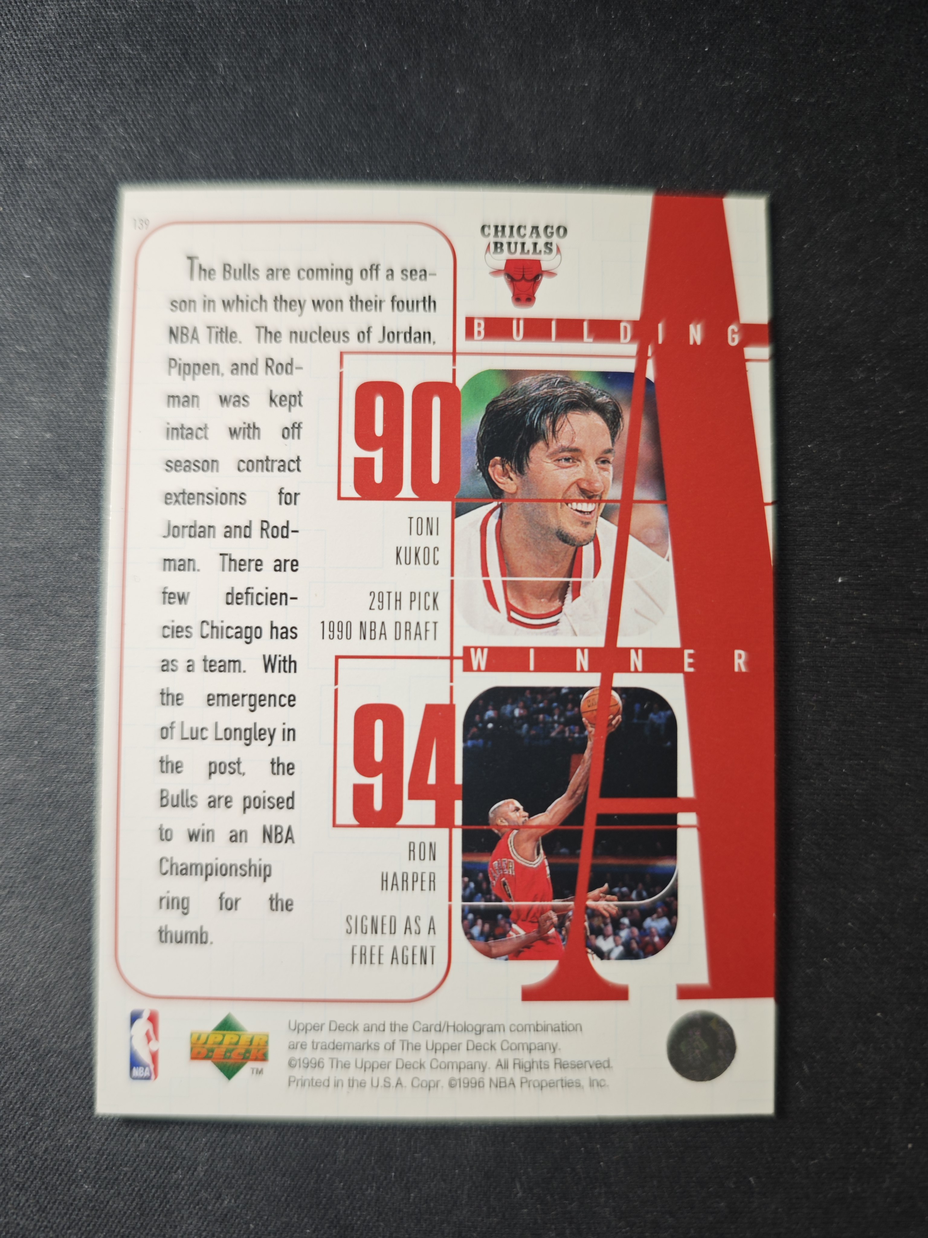 【蛤蟆特卖】迈克尔 乔丹 篮球之神 1996 UD 皮蓬 罗德曼等 芝加哥公牛队铁三角 经典设计 稀有好卡 绝版老特 选图超帅 边角微瑕 卡品如图 专收必备!