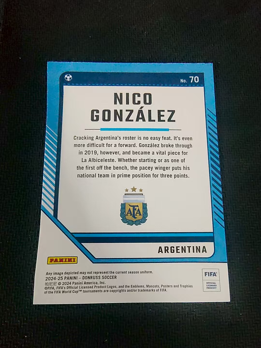 【可合并,不累计】2024-25 Panini Donruss Nico Gonzalez 阿根廷 尼科 冈萨雷斯 FIFA 杜蕾斯 划痕 边角瑕疵 #70