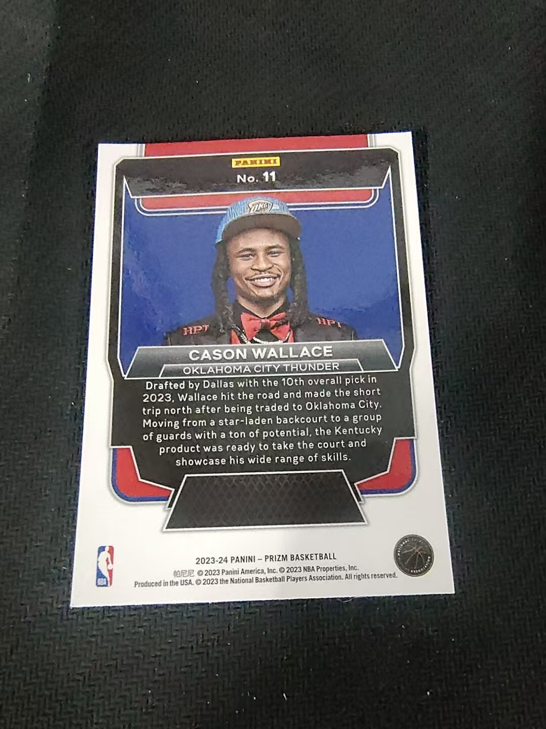 【可合并,不累计】2023-24 Panini Prizm Cason Wallace 卡森 华莱士 雷霆 RC 新秀 乐透秀定裝特卡 PZ 划痕 边角微瑕 介意勿拍 #11
