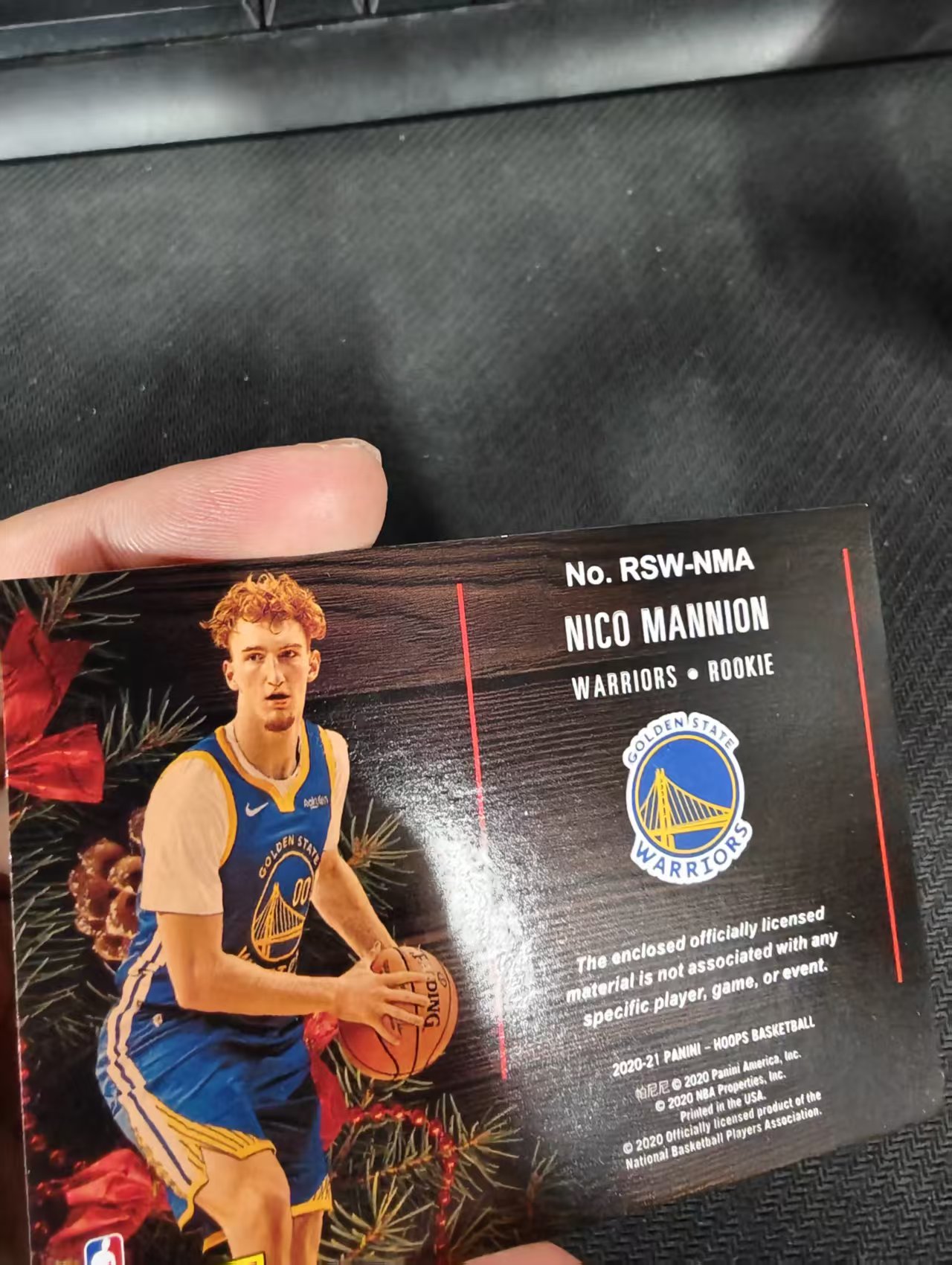 【汽水拍卖】2020-21 Panini NBA Hoops Nico Mannion RC 尼科曼尼恩 新秀 球衣 物料 切割 冬日毛衣 勇士 瑕疵如图