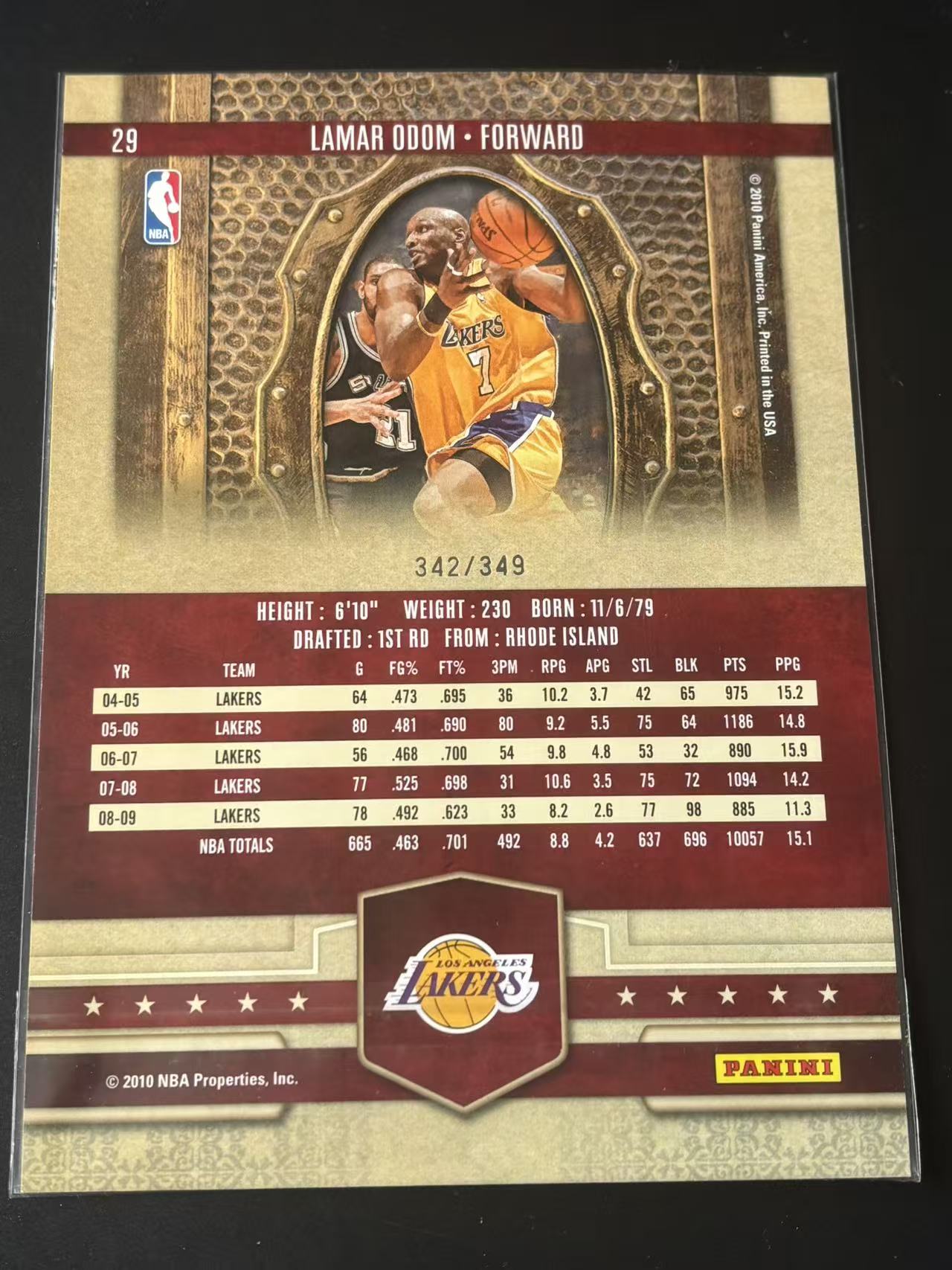 2010 Panini Court Kings Lamar Odom 油画 湖人 拉马尔 奥多姆 喇嘛 349编 元年 5x7 油画大卡 包相框 不累计
