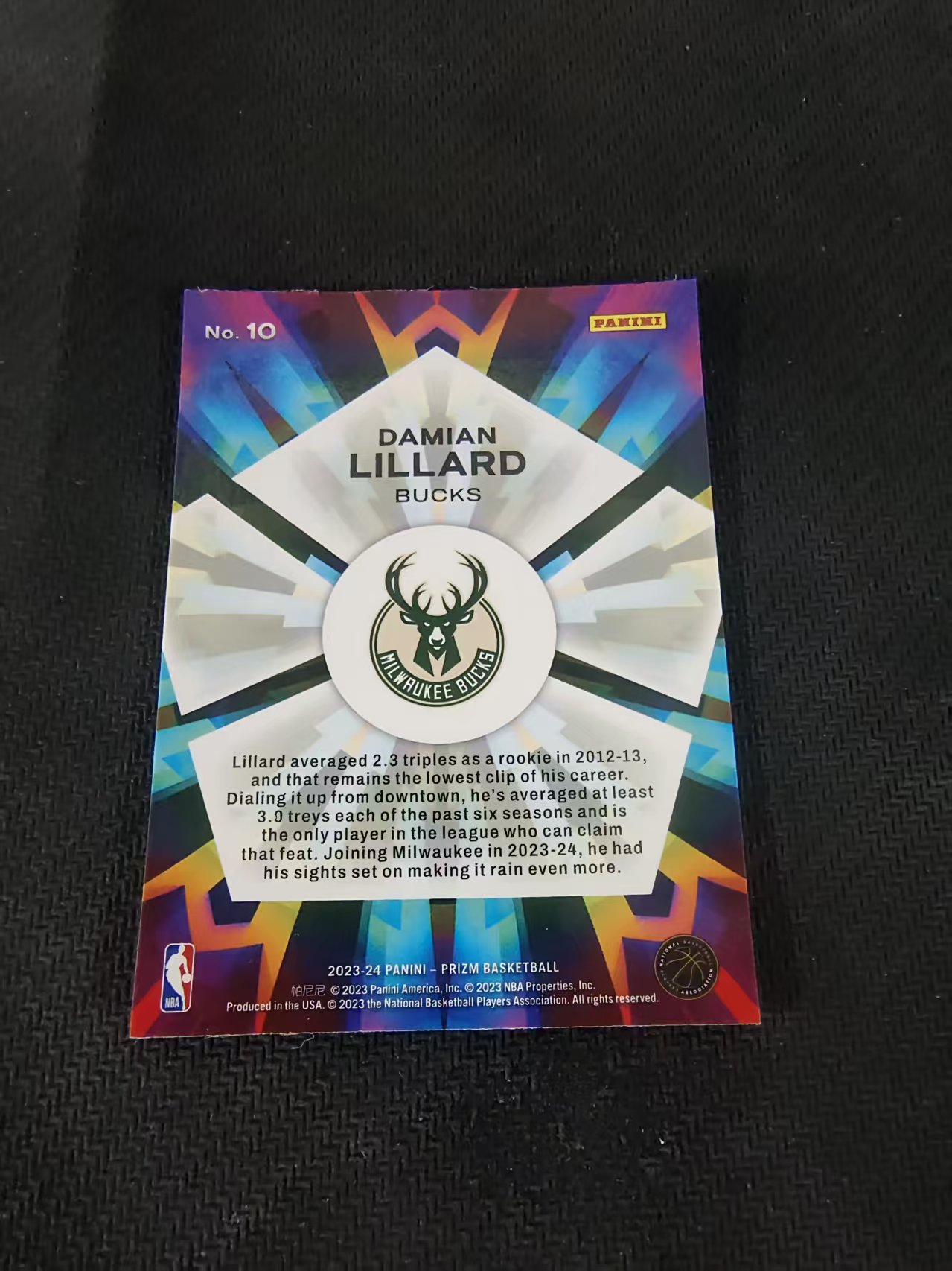 【可合并,不累计】2023-24 Panini Prizm Damian Lillard 雄鹿 达米安 利拉德 表哥 万花筒特卡 PZ 划痕 边角微瑕 介意勿拍 #10
