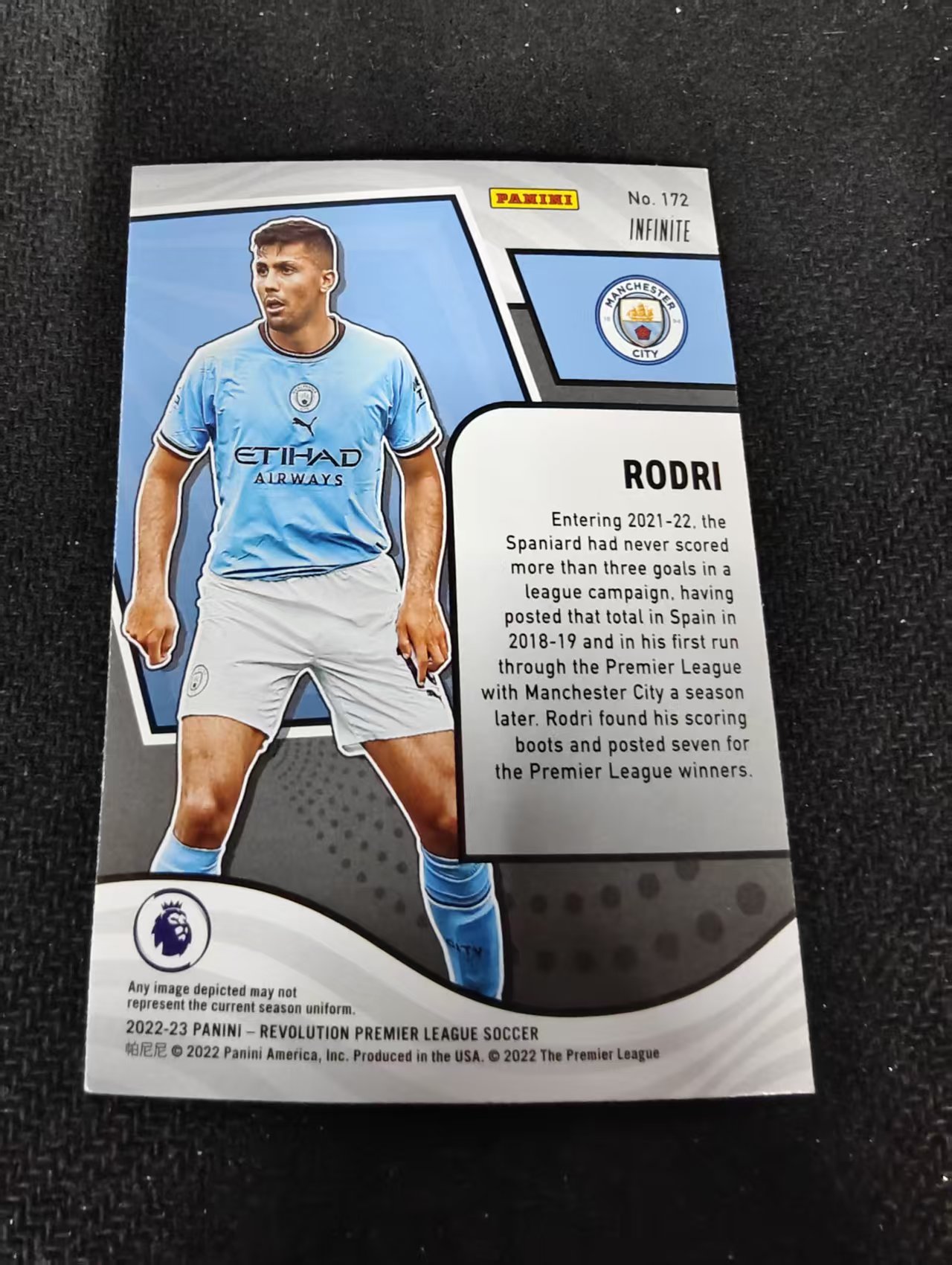 2022-23 Panini Revolution 曼城 Rodri 罗德里 英超 革命 折射 划痕 边角瑕疵 #172