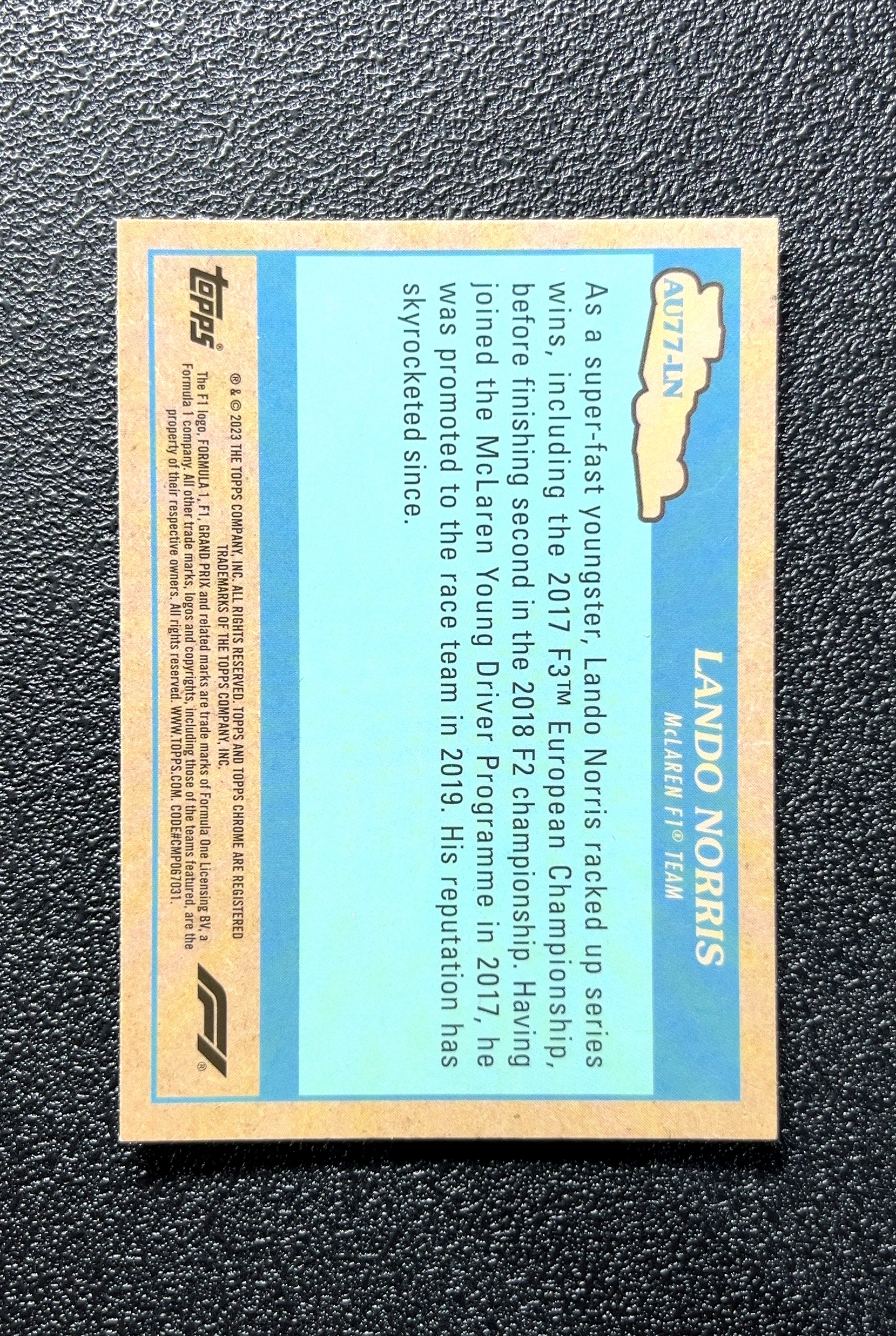 【小白1%代卖】2023 Topps Chrome Lando Norris 兰多·诺里斯 银折 折射 卡品如图 高价值 #AUY77-LN McLaren F1® Team 迈凯伦 车队 0806