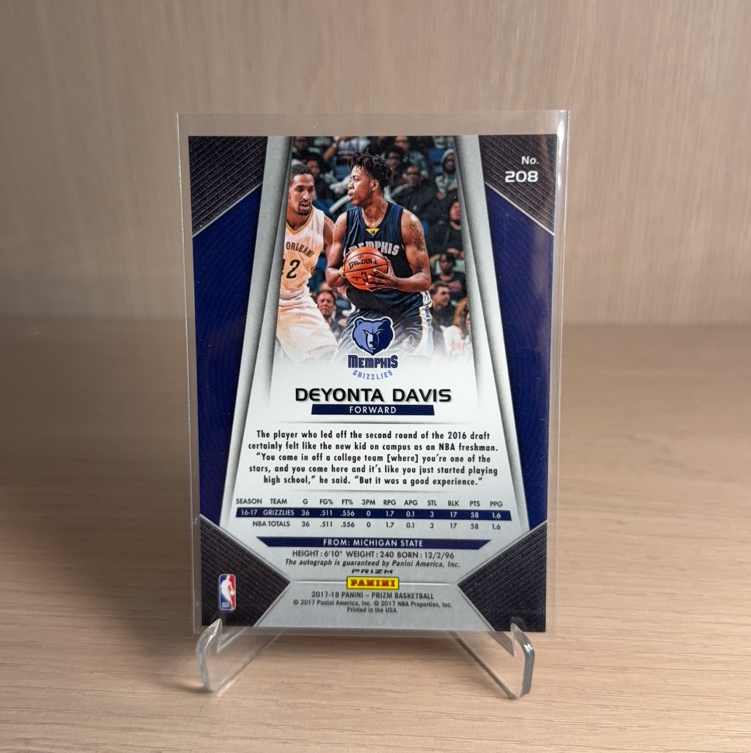 2017-18 Panini Prizm Deyonta Davis 【免费代卖】灰熊 德杨泰 戴维斯 泡泡折 折射 PZ 签字 PRIZM 投资升值 值得珍藏 卡品如图