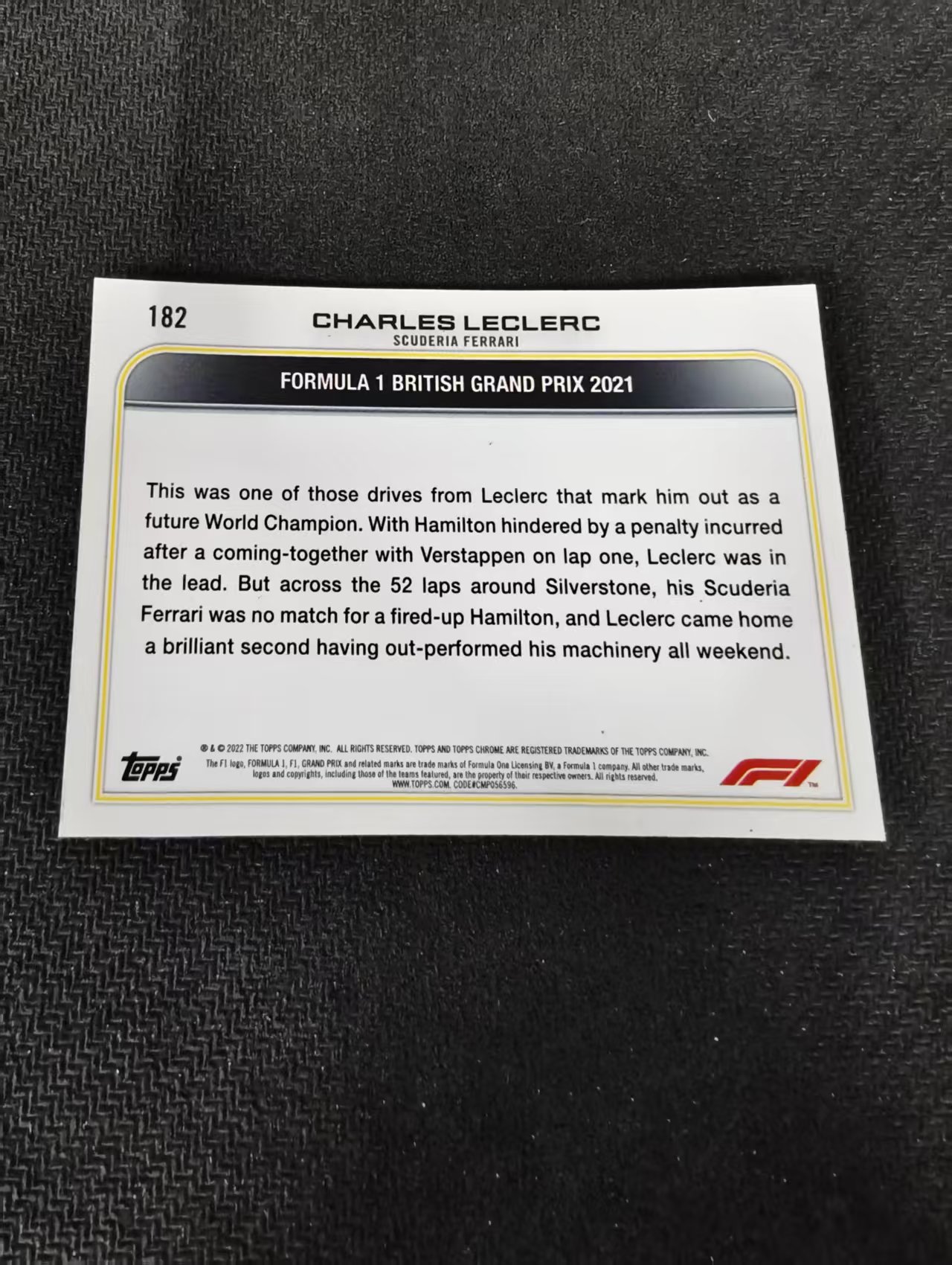 2022 Topps Chrome F1 Charles Leclerc 勒克莱尔 法拉利车队 划痕 边角瑕疵#182