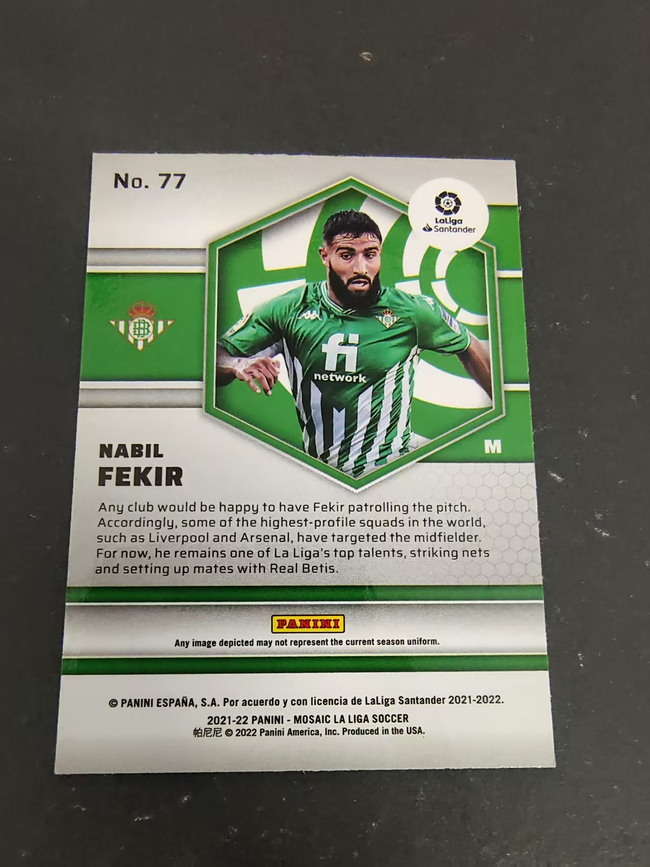 【可合并,不累计】2021-22 Panini Mosaic 西甲马赛克 Nabil Fekir 皇家贝蒂斯 费基尔 划痕 边角瑕疵 #77