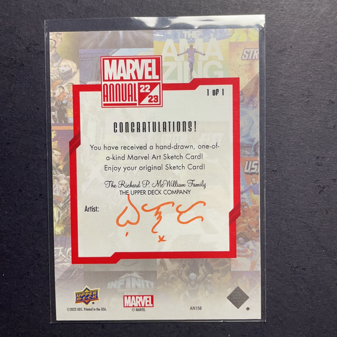 2024 Upper Deck Marvel (MCU) Annual年鉴 哨兵 1/1官卡手绘 大比例 画师Jomar Bulda 2022-23 UD 漫威漫画年度盒 年鉴系列