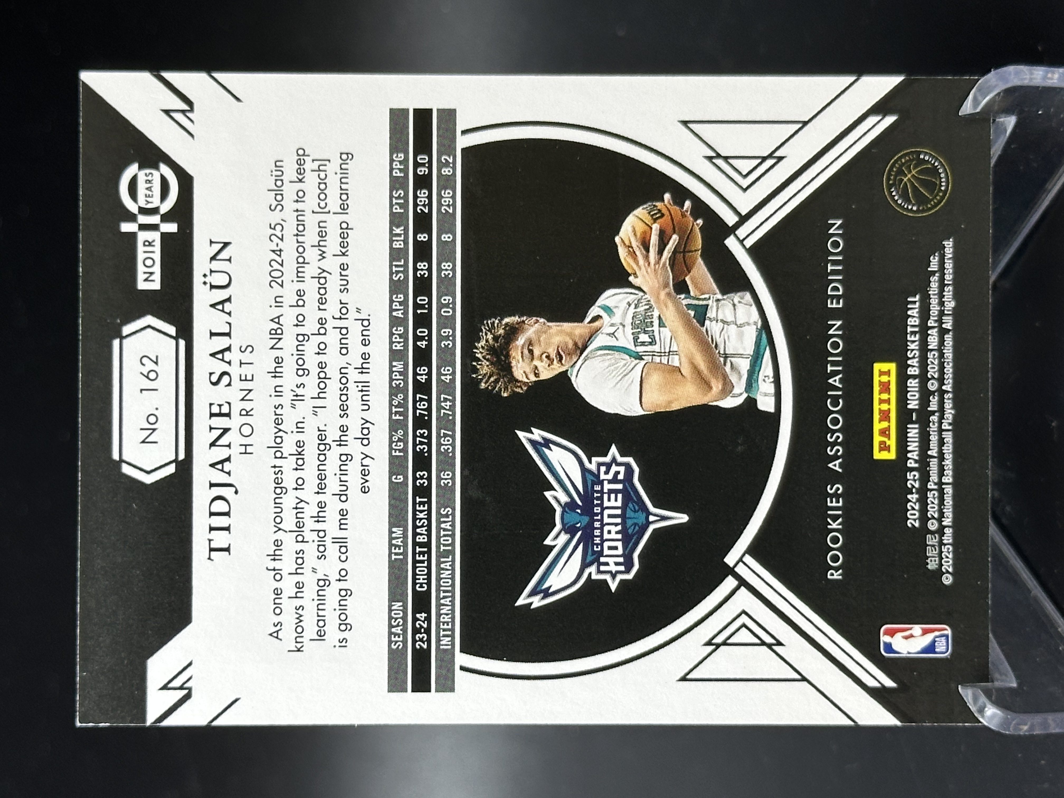 2024-25 Panini Noir Tidjane Salaun 【小黄拍卖】诺尔 萨隆 黄蜂 新秀 rc base 09/25编「汉堡王」