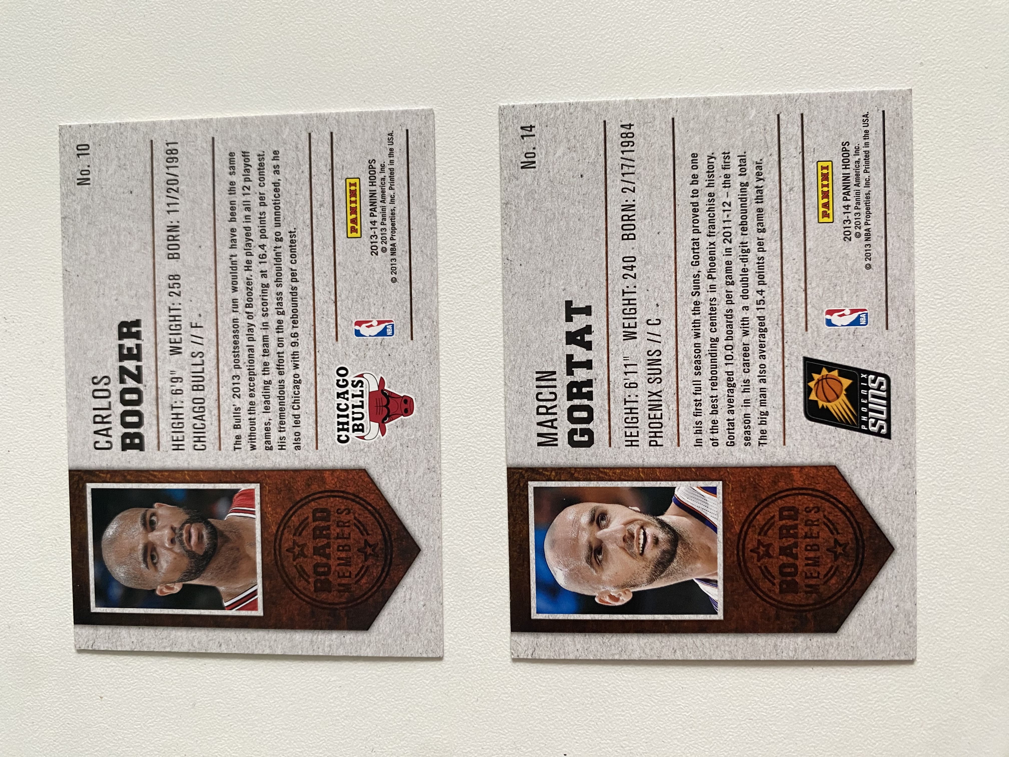 2013-14 Panini Board Carlos Boozer #10 #14 Marcin Gortat 卡隆布泽尔 马辛戈塔特 篮板卡