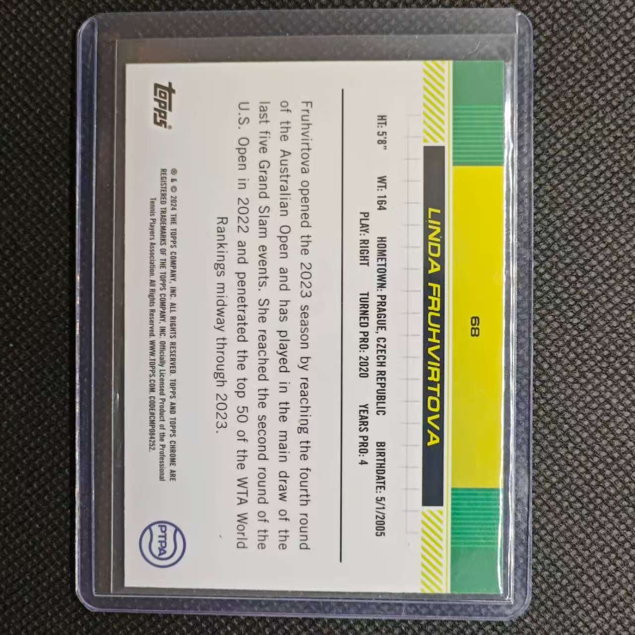 2024 Topps Chrome linda fruhvirtova 团长#网球 琳达 弗鲁赫维尔托娃 折射 049/150编 1st 新秀 紫折 卡品细节看图