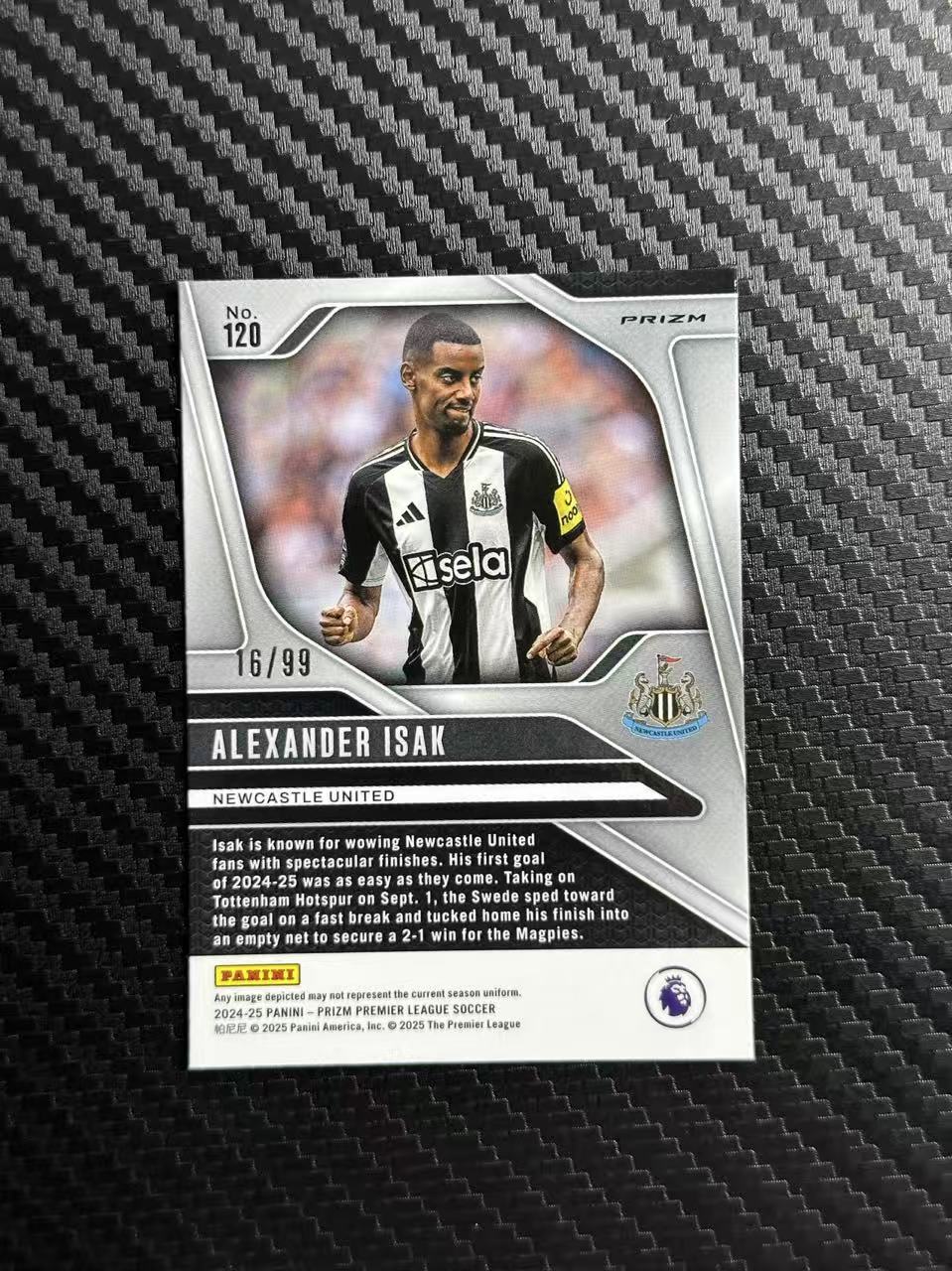 2024-25 Panini Prizm Alexander Isak 英超 伊萨克 纽卡斯尔 16/99编 蓝泡泡折 PZ 卡品如图 拍前看描述