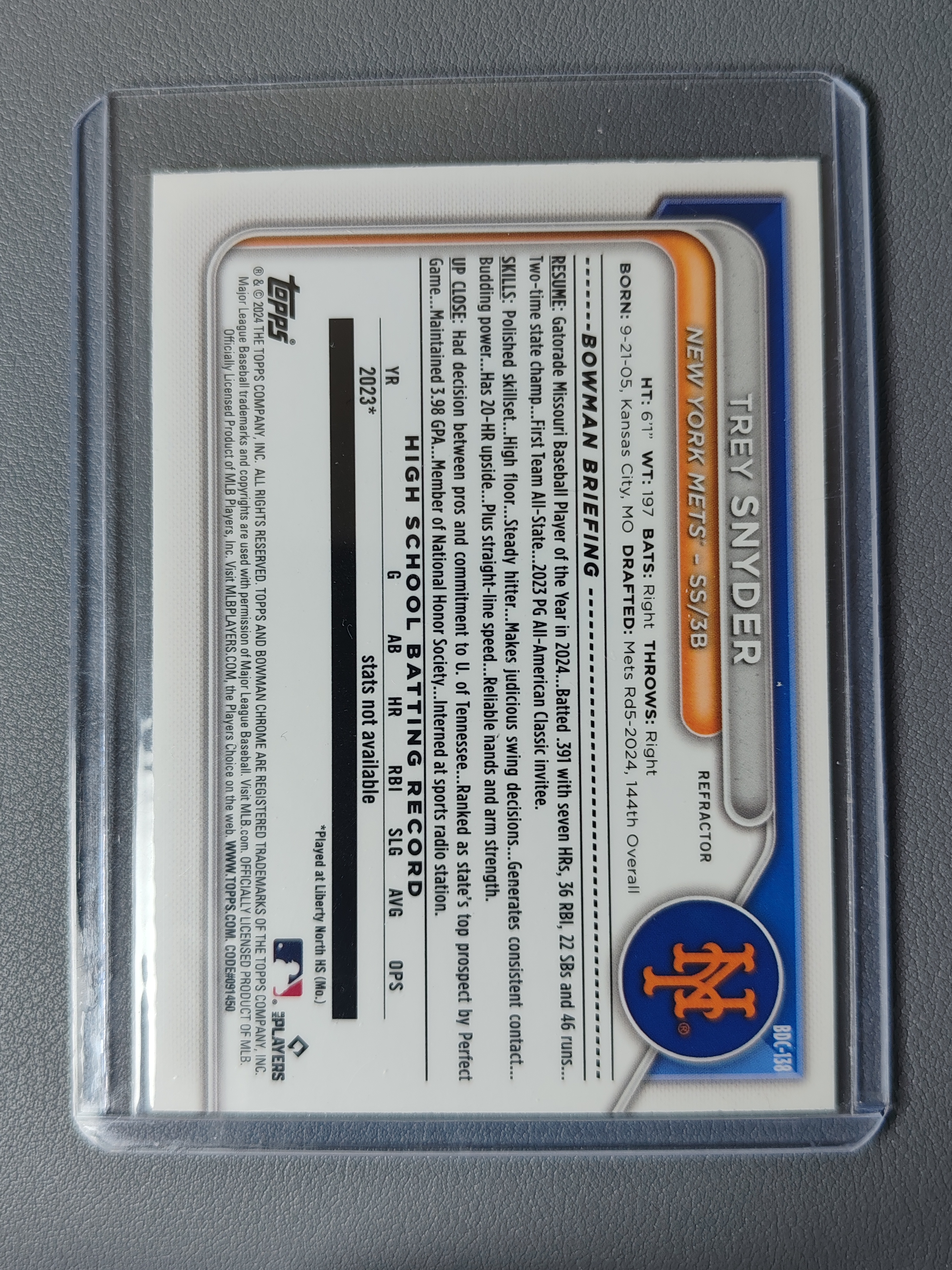 2024 Topps Bowman Trey Snyder RC 1st 银折!【001】