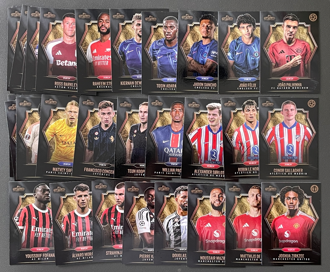 【灰灰卡牌】2023-24 Topps Here We Go 罗马诺 夏转盒 全套 42张齐 菲利克斯 帕利尼亚 桑乔 德里赫特 莫拉塔 皇马 曼联 切尔西 拜仁 马竞 一图打包 不保卡品