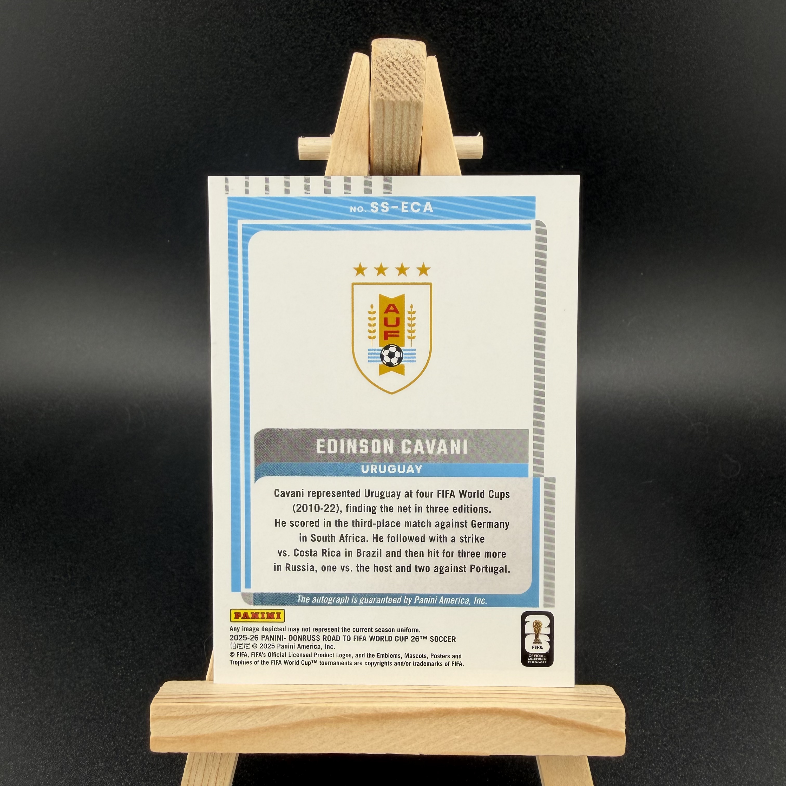 2025-26 Panini Donruss Road to World Cup Edinson Cavani 世界杯 乌拉圭 巴黎圣日耳曼 曼联 埃丁森 卡瓦尼 签字 卡品如图 【陌浪小程】