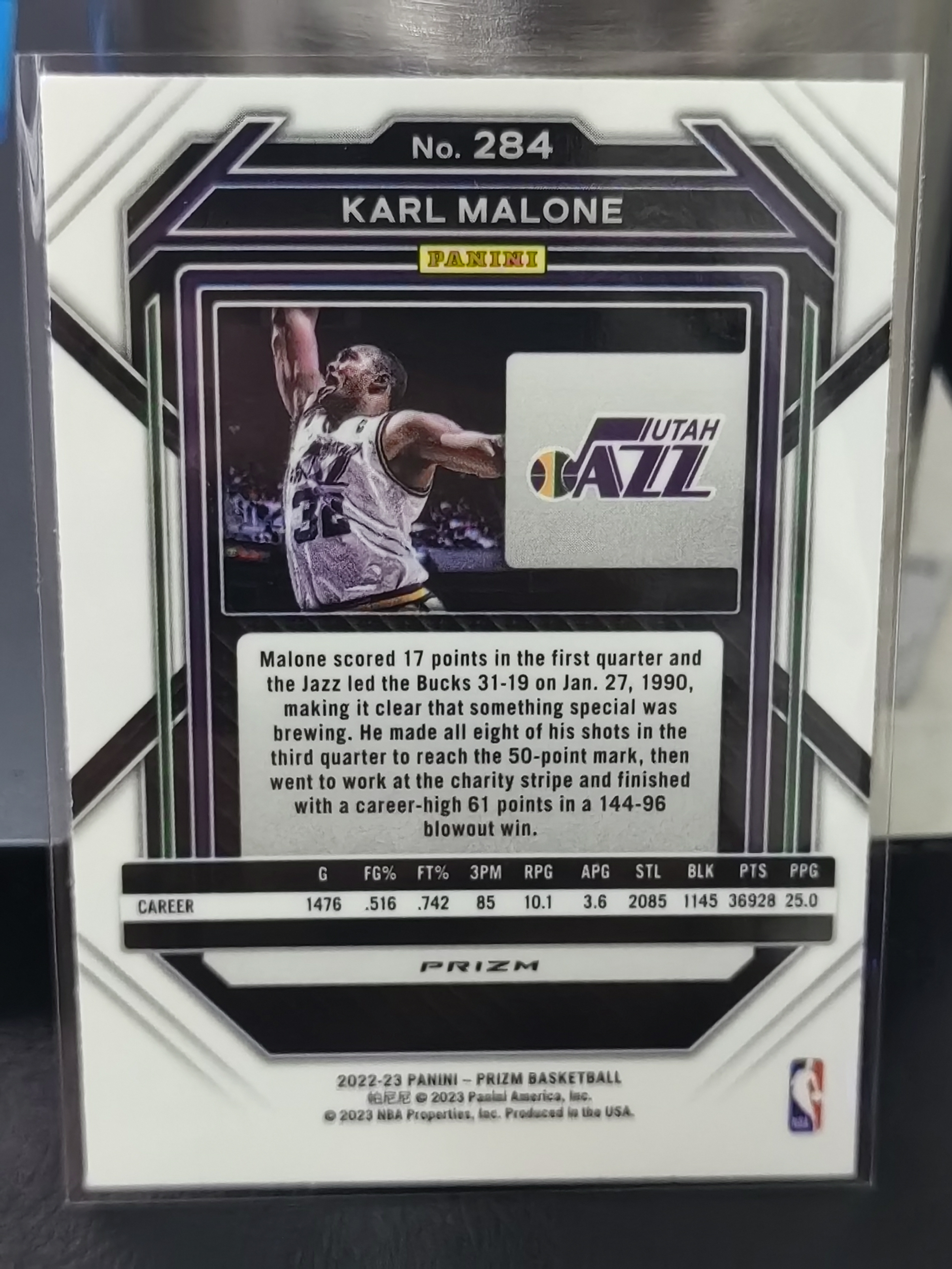 2022-23 Panini Prizm Karl Malone PZ 红点点折 卡尔马龙 爵士队 篮 白边白角 不保卡品 卡品如图