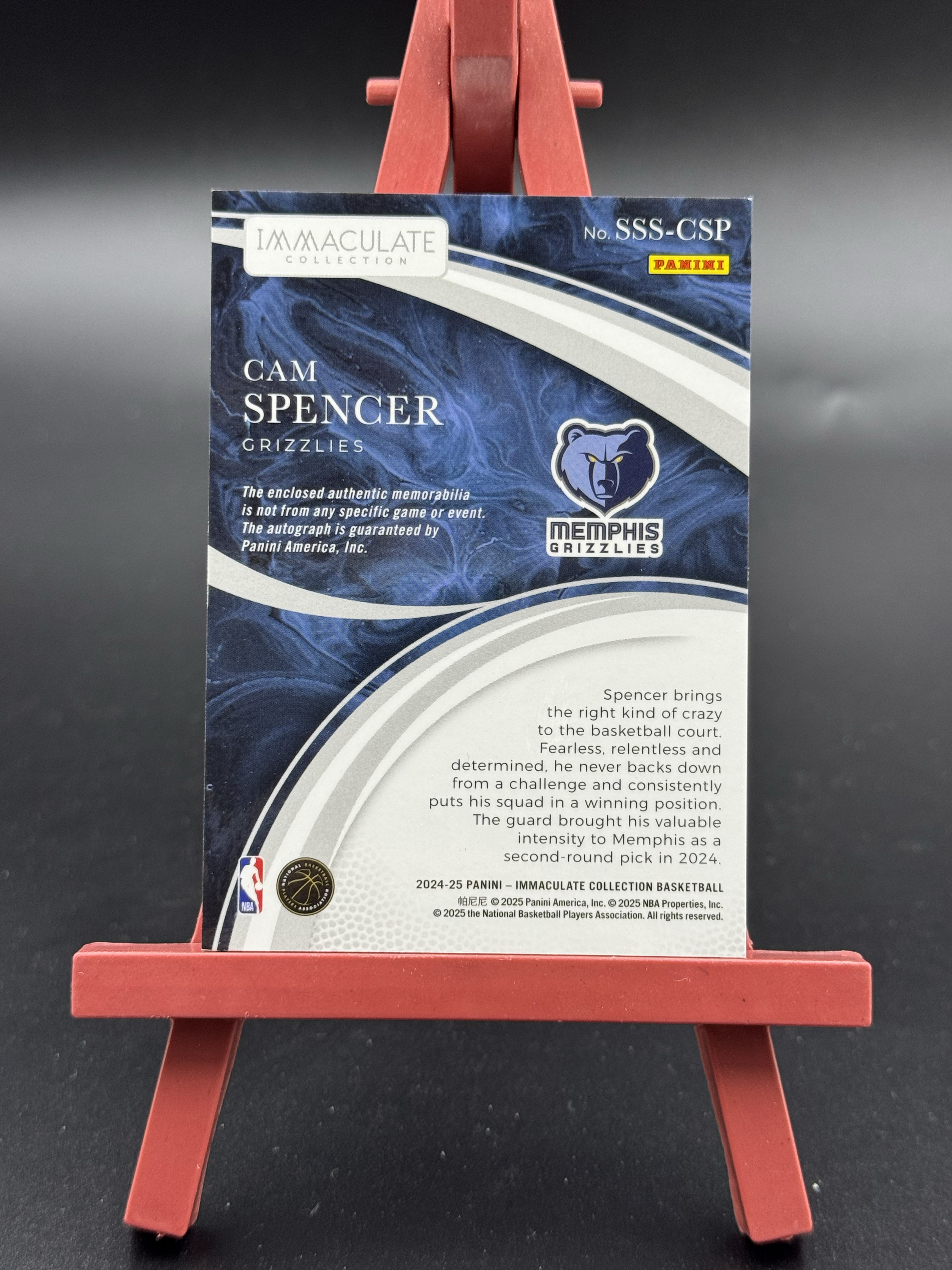 2024-25 Panini Immaculate Cam Spencer RC 斯潘塞 新秀 06/10编 金平行 鞋签 rpa 签字 卡签 球鞋物料切割 卡品如图 骏Hzo27