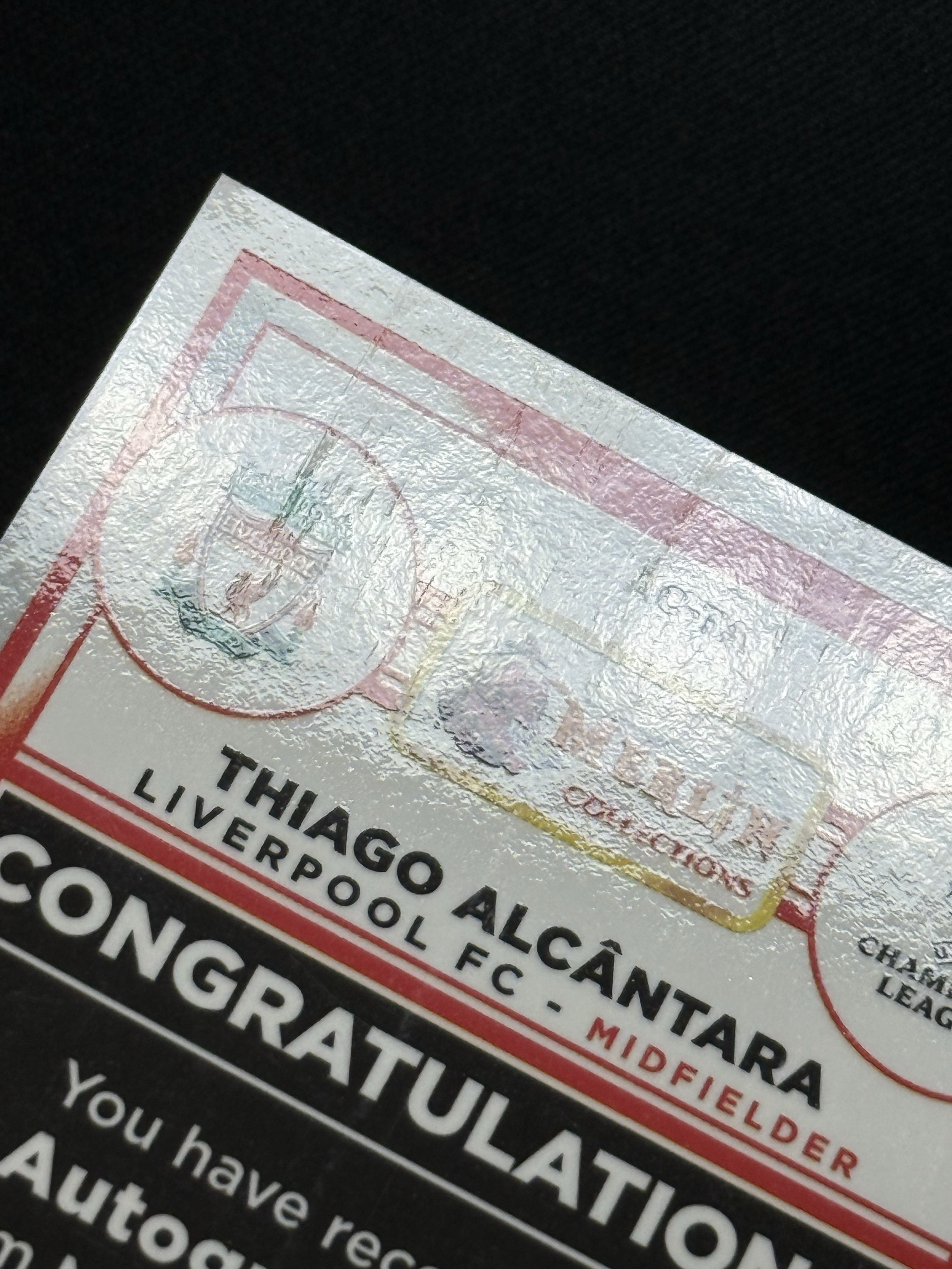 2022-23 Topps Merlin Thiago Alcantara 【小贝代拍】欧战 梅林 利物浦 蒂亚戈 银折 签字 瑕疵如图 拍前看描述 H EW