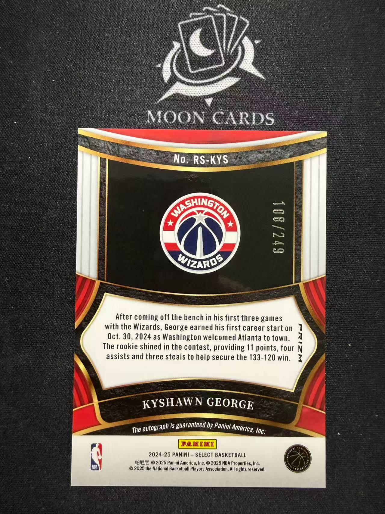 【梦卡拍卖】 2024-25 Panini select Kyshawn George 签字 基肖恩 乔治 新秀 银折 细节如图 #Ci# 三金小舅
