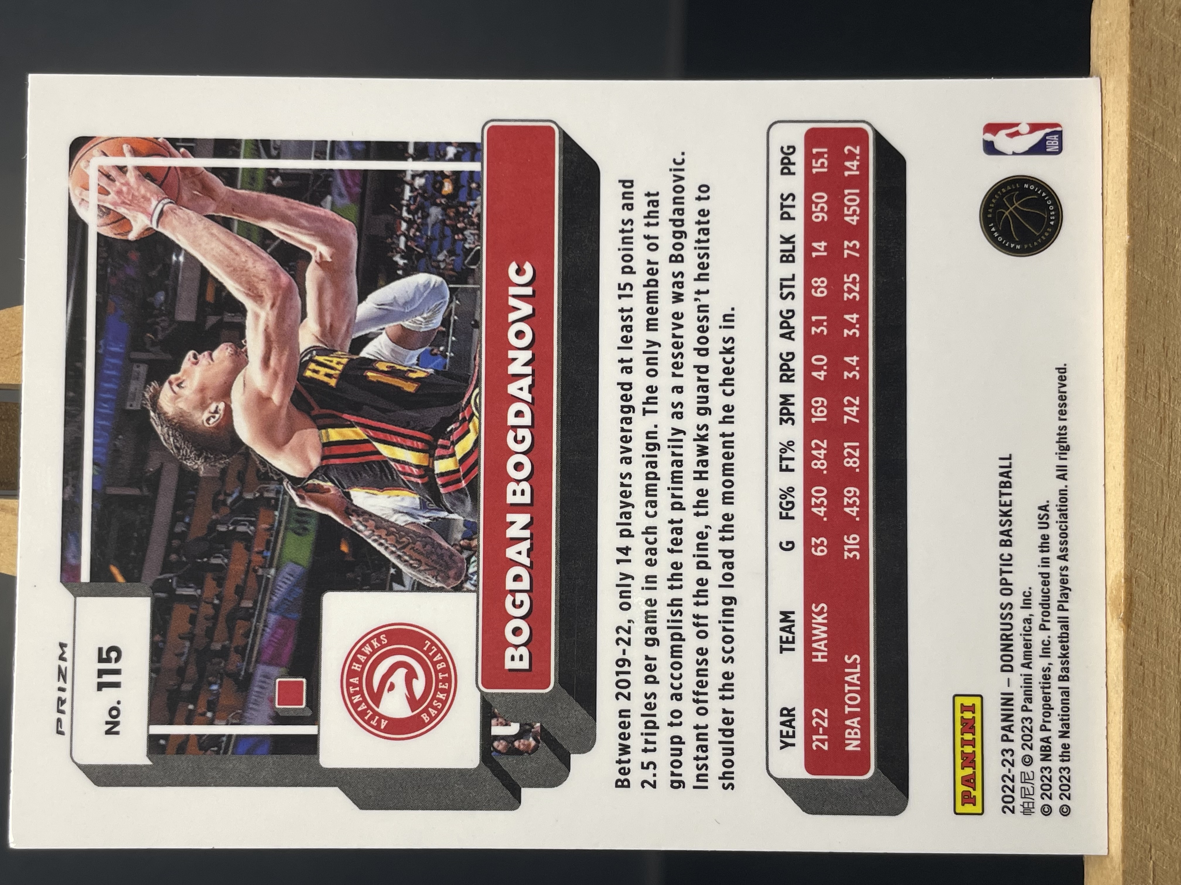 (B4) 2022-23 PANINI OPTIC 银折 博扬 博格达诺维奇 老鹰 实卡好看 收藏凑套必备 卡品如图 !!!