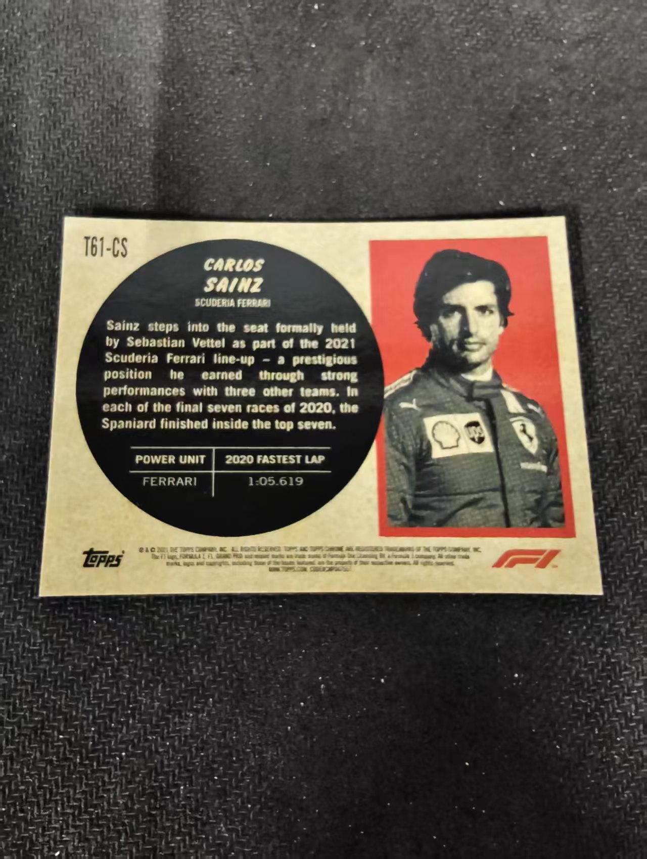 2021 Topps Chrome Carlos Sainz F1 法拉利车队 卡洛斯 赛恩斯 银折 F1 划痕 边角瑕疵 #CS