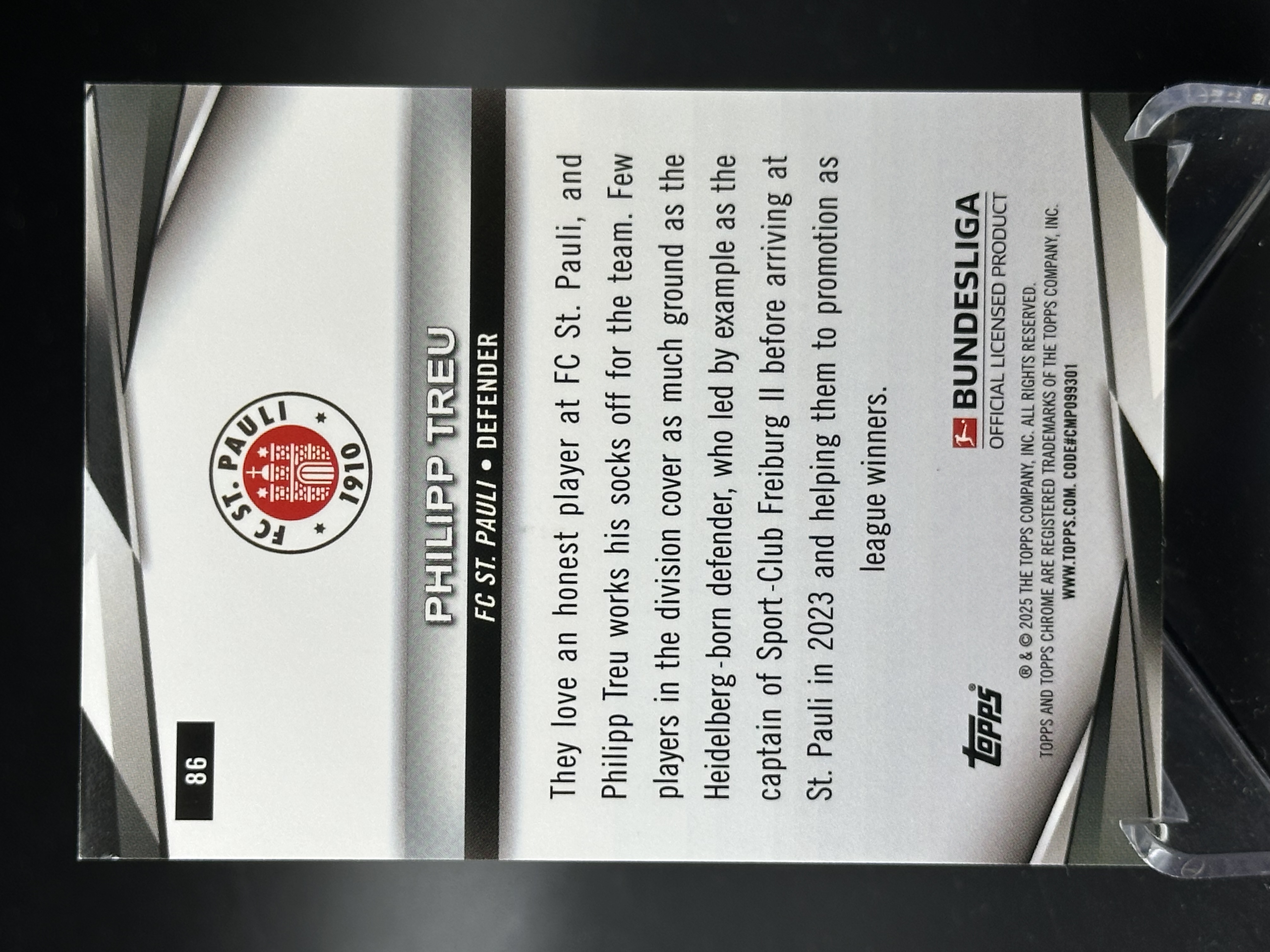 2024-25 Topps Chrome treu 【小黄拍卖】德甲 蓝宝石 菲利普 特罗伊 圣保利 红碎冰折 2/5编 超低编「cook」